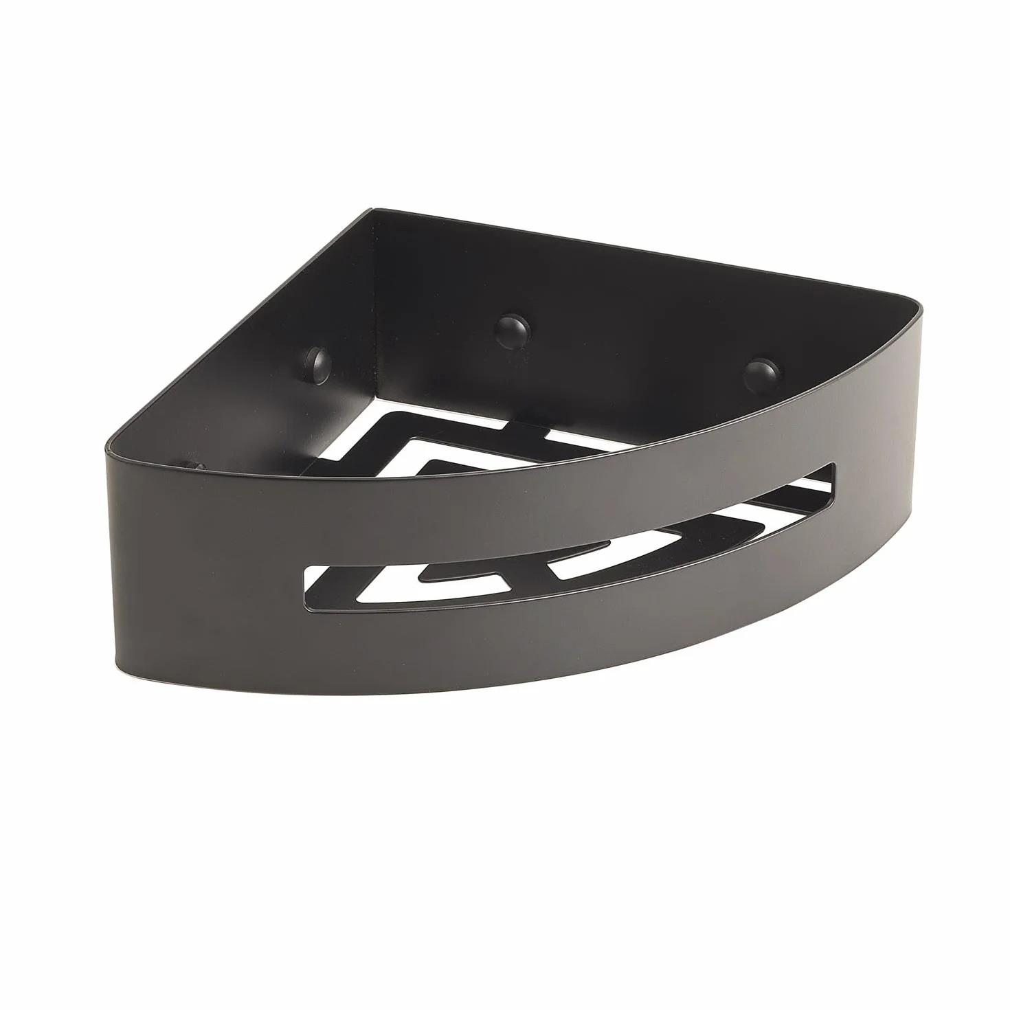 Kiamami Valentina - Estante esquinero para ducha en acero inoxidable y ABS negro mate, fijación con tornillos, 19,8x19,8x7,2 cm, PEONIA