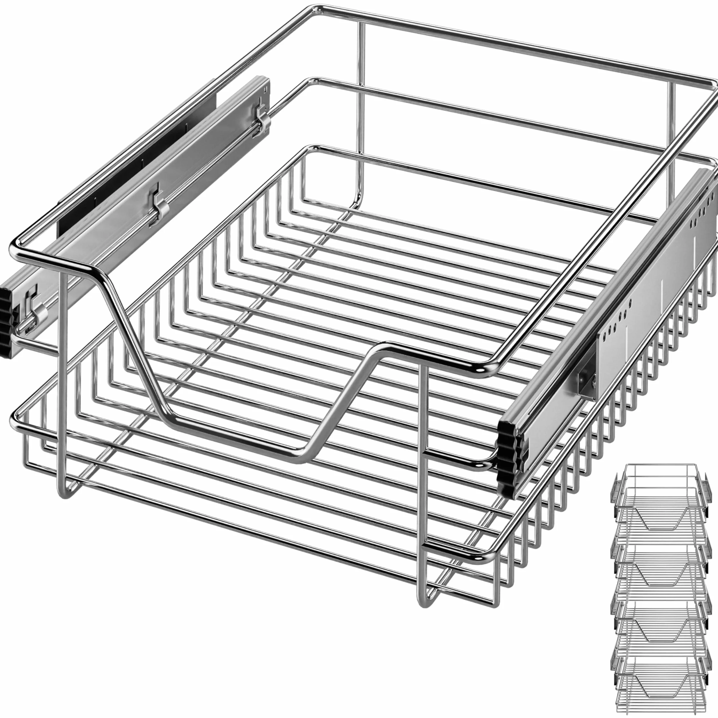 CASARIA® 4x Cajón Telescópico Armario Cocina 40cm Extraíble Carga 20Kg