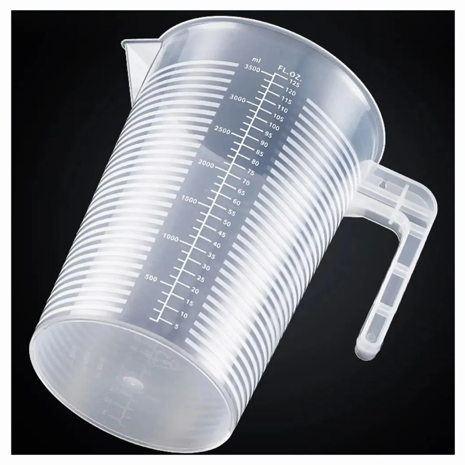 Vaso medidor graduado transparente de gran capacidad, vaso de laboratorio de plástico con tapa, vaso mezclador transparente for cocina y repostería.(3500ml(with a lid))