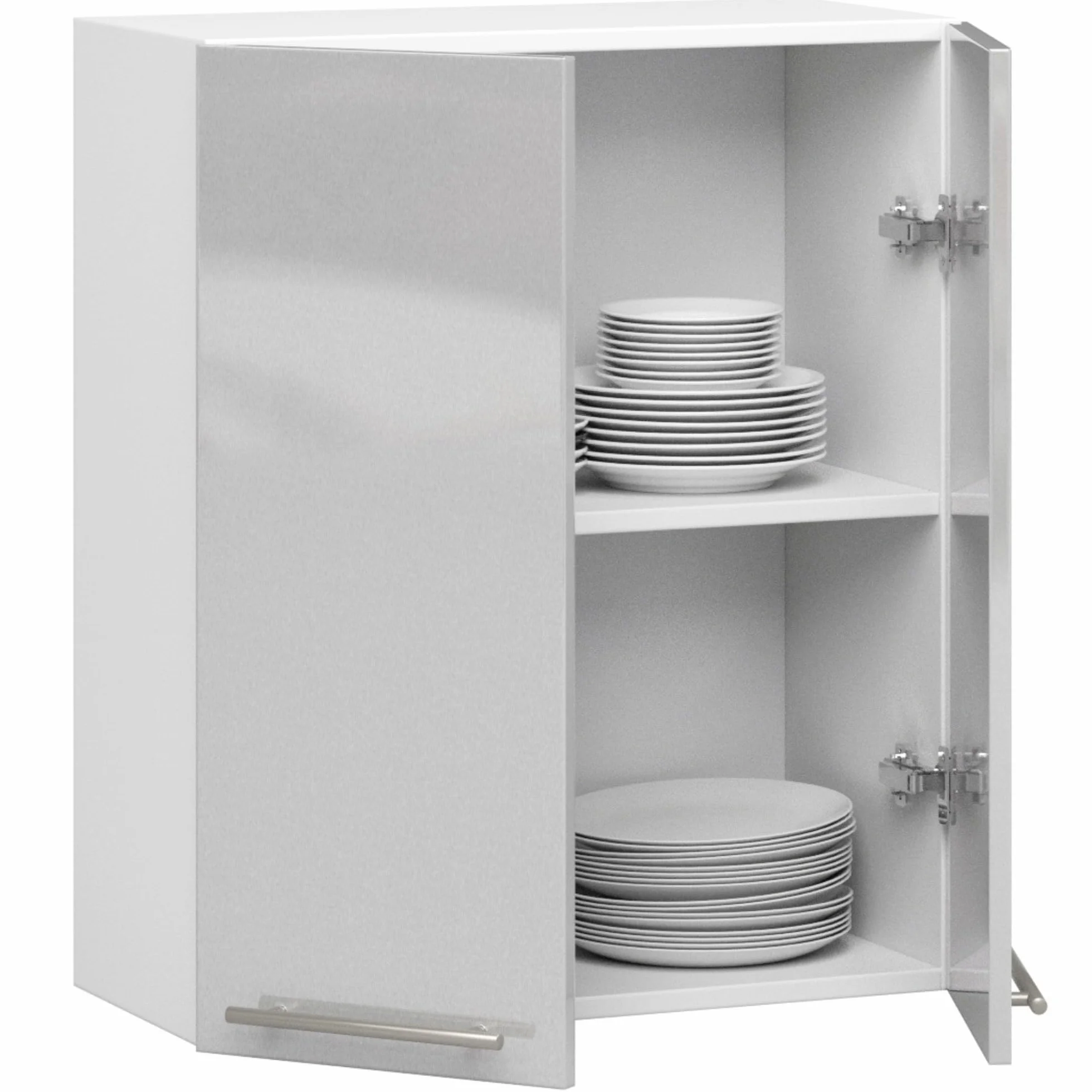 AKORD - Armario de cocina colgante Oliwia W60 | Mueble con 2 puertas y 2 estantes | Armario de almacenamiento | 60x30x72 cm | Blanco | Metallic Brillante