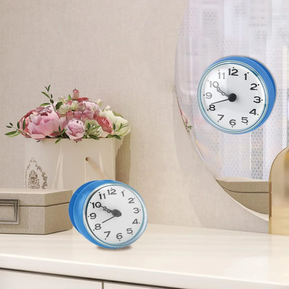 Joyzan Reloj de Ducha Baño Impermeable Ventosa ABS Pequeño Redondo Decoración Temporizador