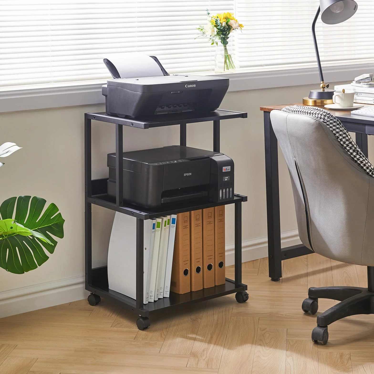 IBUYKE Soporte para Impresora 3 Niveles con Ruedas Carrito Organización Oficina TPS001B
