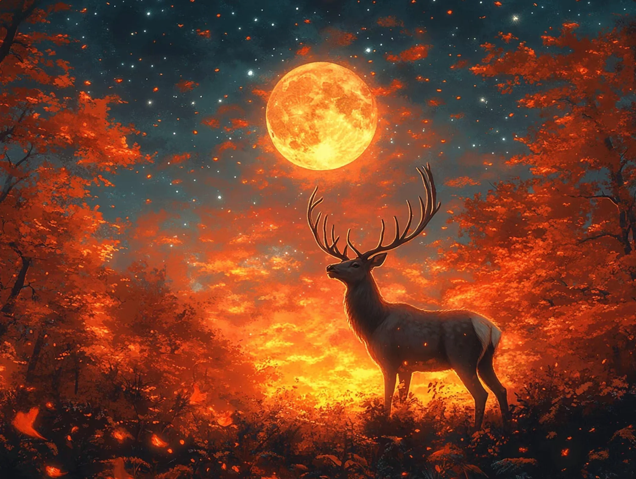 Pintar por Numeros Luna Pinturas Acrilicas Ciervo Pintura por Numeros Adultos DIY Lienzos para Pintar, Pintura Acrilica Manualidades, Decoración para Hogar, Regalos Cumpleaños, 70x90cm Sin Marco q-954
