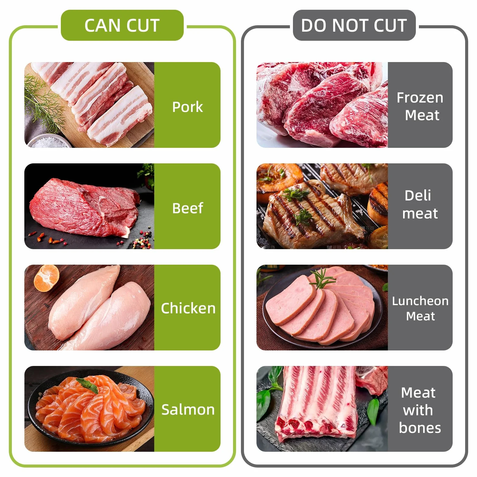 Cortador de Carne Cruda Fresca Con Grosor Ajustable de 2 o 4 mm - Cuchillo de Cocina de Acero Inoxidable 17 en 1 Para Res, Cerdo, Salmón - No Apto Para Carne Cocida