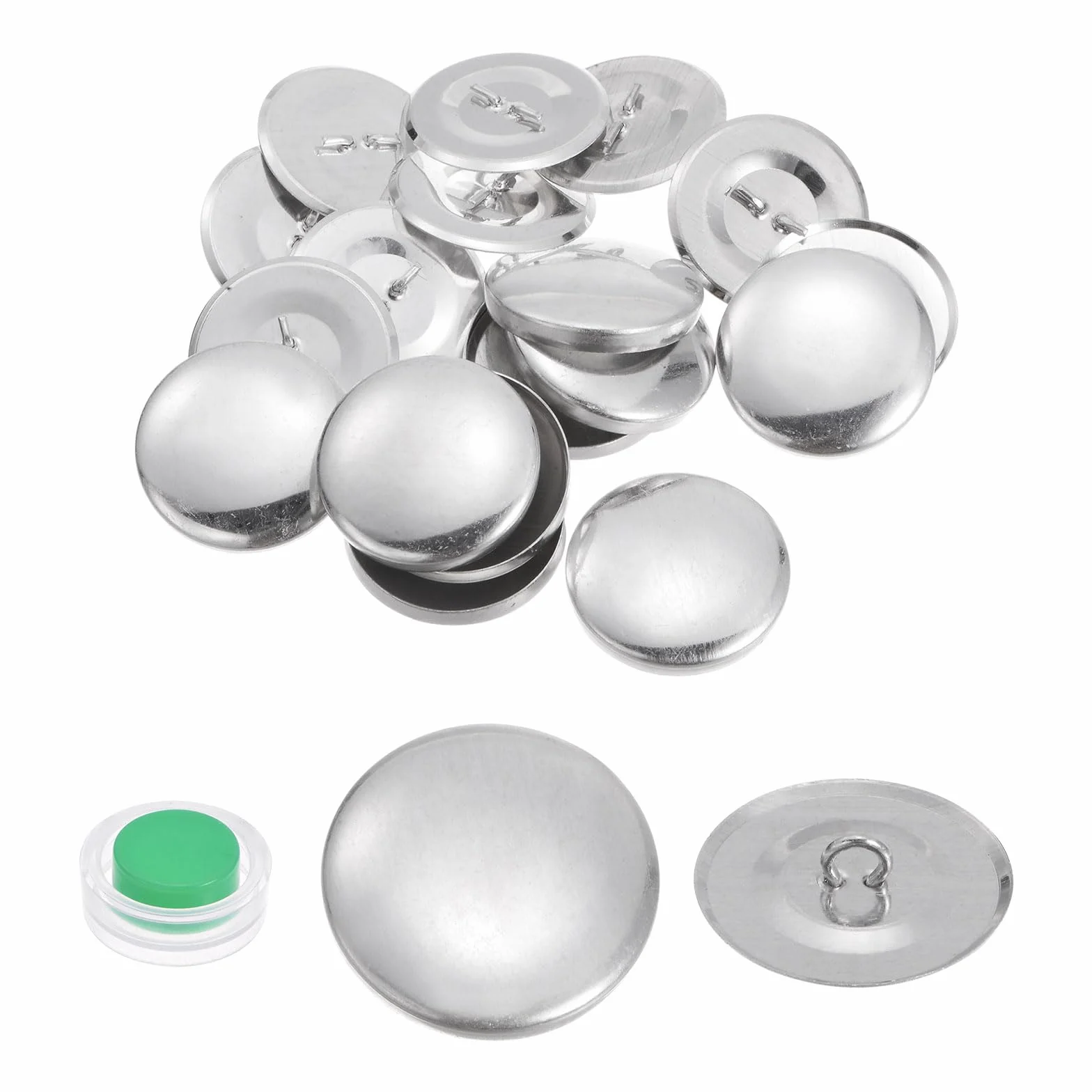 HARFINGTON Kit de 10 botones de cubierta automática de 44 L, 28 mm con parte trasera de alambre, botones de aluminio para cubrir botones de tela, kit de botones cubiertos con herramientas para