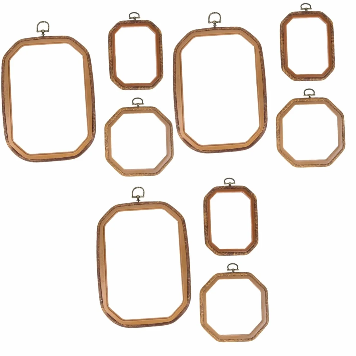 Artibetter 3 Series Aros De Bordado Octagonales Y Rectangulares Diseño Imitación Madera Para Costura Diy Y Manualidades Decorativas Incluye Para Proyectos De Punto De Cruz Y 3 Piezas*3