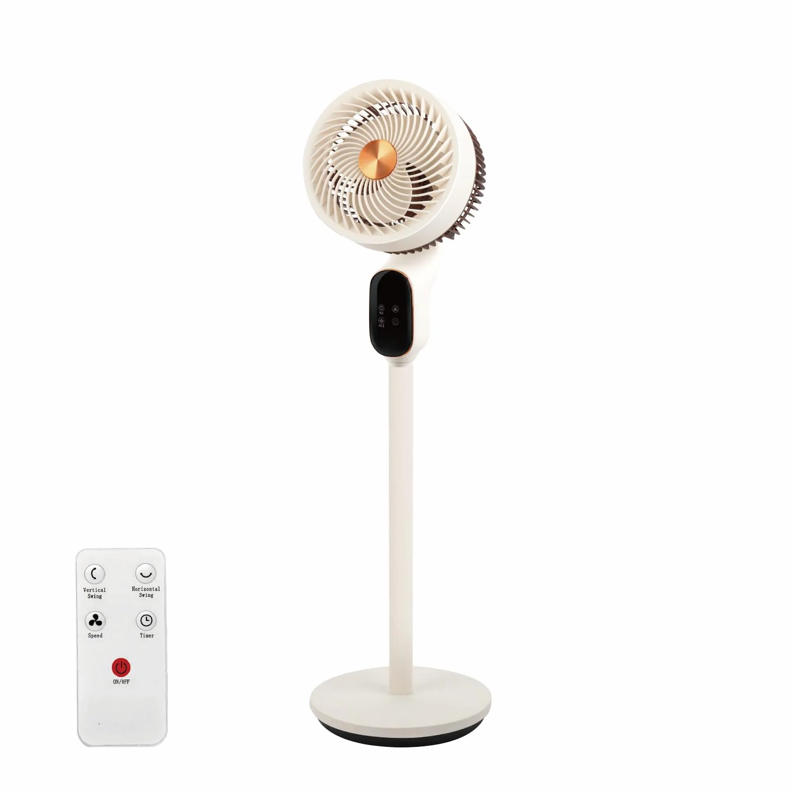 Ventilador de pie silencioso, 50W, 18 cm de aspas, oscilación automática, 8 velocidades, altura regulable , inclinación ajustable, fácil control, temporizador de 12 horas, ideal para dormitorio.