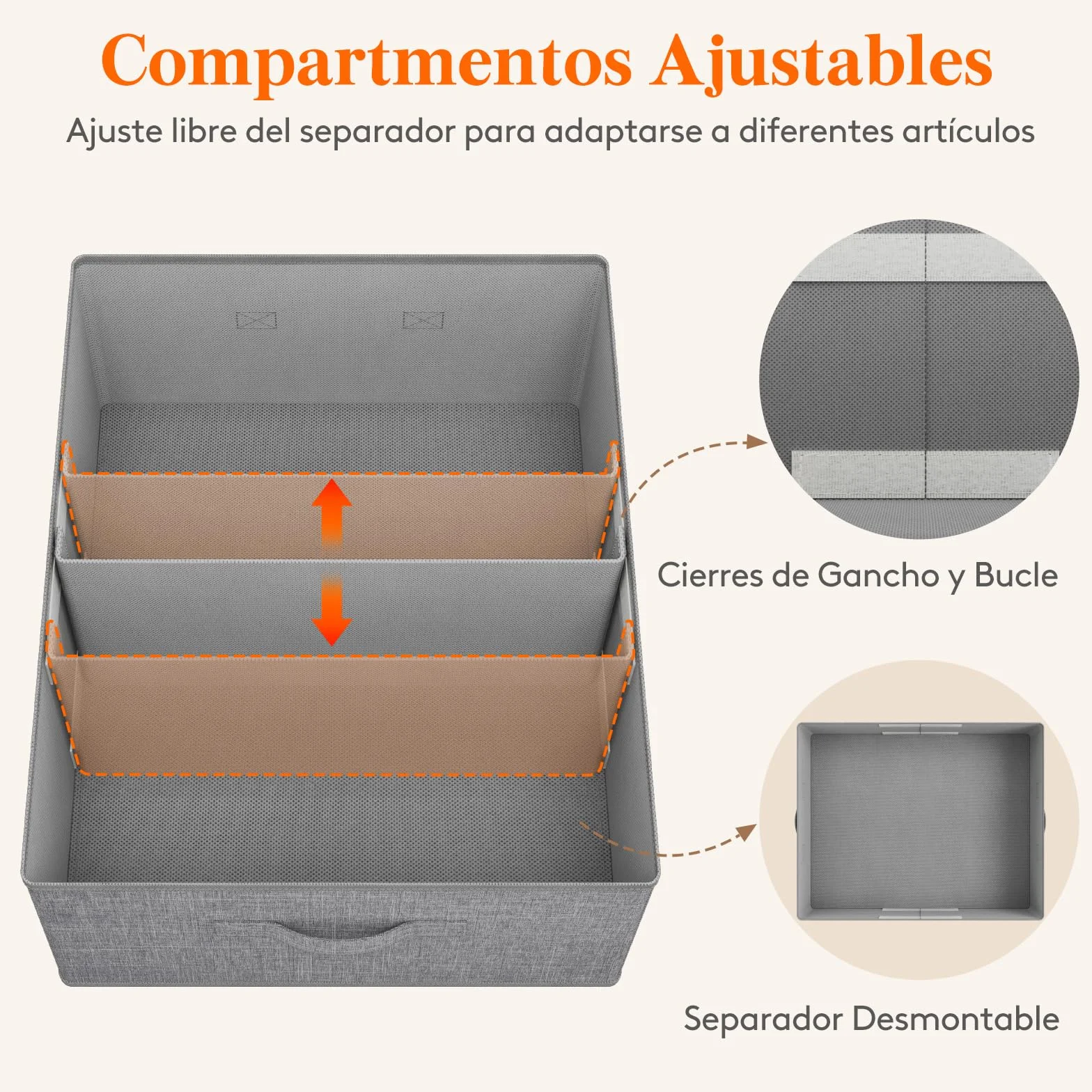 Lifewit Caja Almacenaje Plegables con Tabique, Cajas Organizadoras con Asas para Ropa Sábanas Juguetes, Cubos Almacenamiento Armarios de Dormitorio, 40L (50 x 40 x 20 cm), Juego de 6