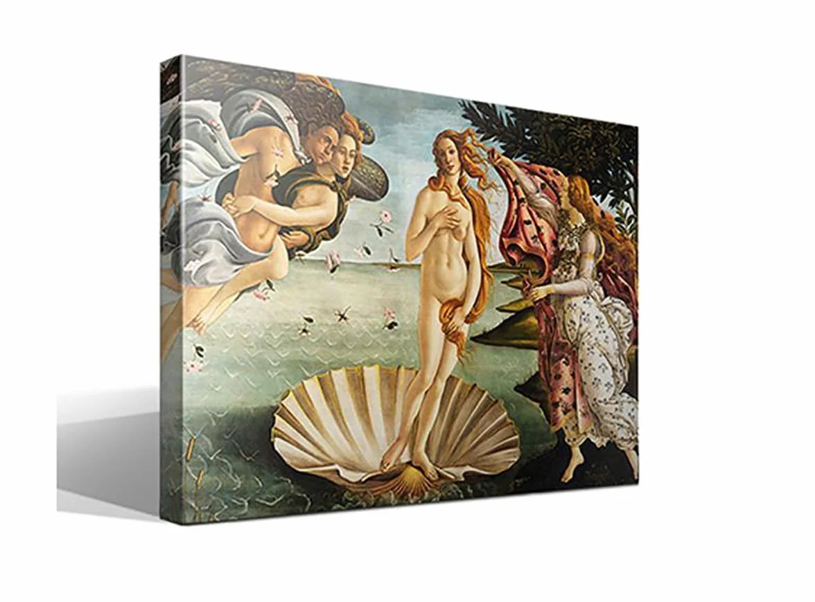 El Nacimiento de Venus | Sandro Botticelli | Renacimiento | Cuadro Canvas Wall Art | Impresión Giclée lienzo algodón puro | Bastidor 3cm | 55x75cm