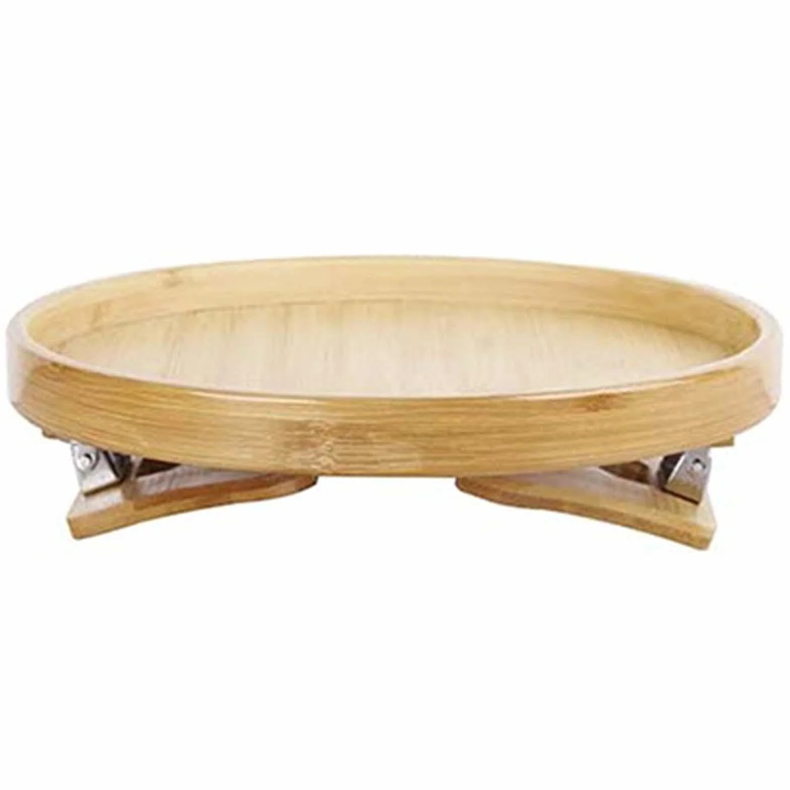 Bandeja de madera portátil para sofá, con clip, para aperitivos y bebidas, soporte para reposabrazos amplios, bandeja redonda para fácil acceso, ideal para aperitivos, bebidas y relajación
