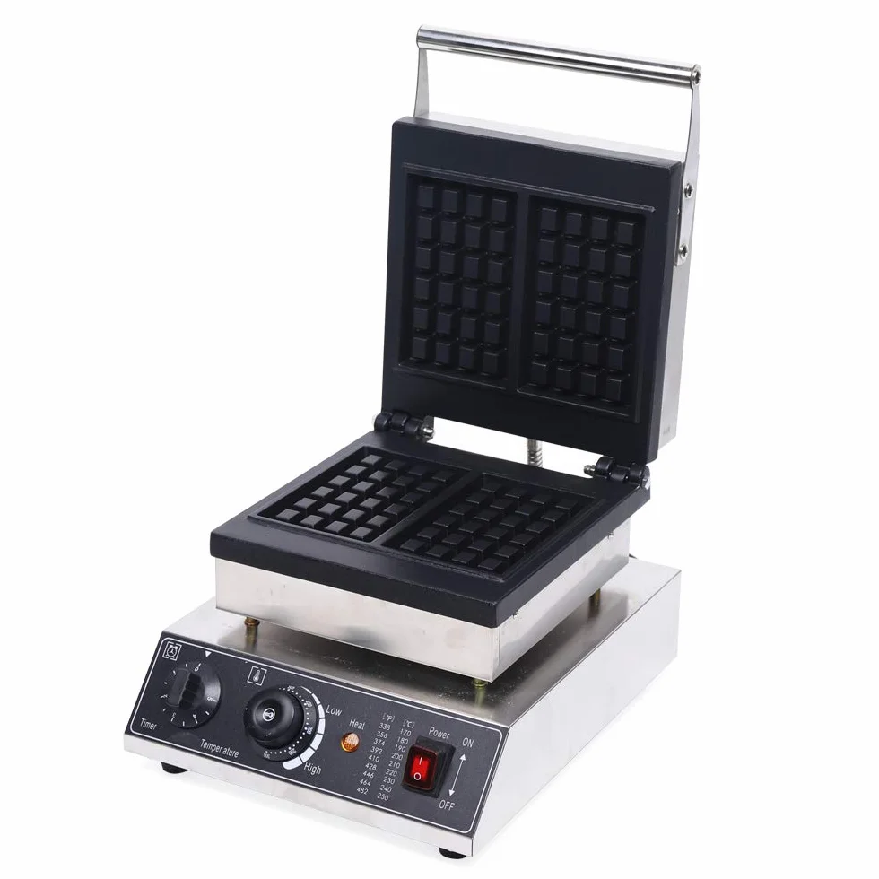 Gofrera profesional con placas antiadherentes, para gofres belgas, con carcasa de acero inoxidable, 50-300 °C (2 unidades)