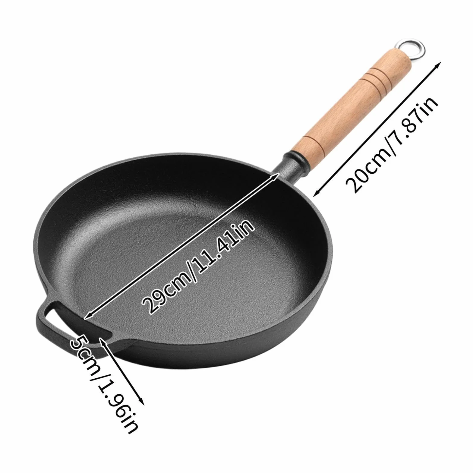 Sartén De Hierro Fundido Cacerola Ergonómica Con Mango De Madera Extraíble | Plancha Grill Cocina Para Cocinar, Hogar, Camping, Dorar, Hornear, Saltear, Tortilla, Pescado, Huevos