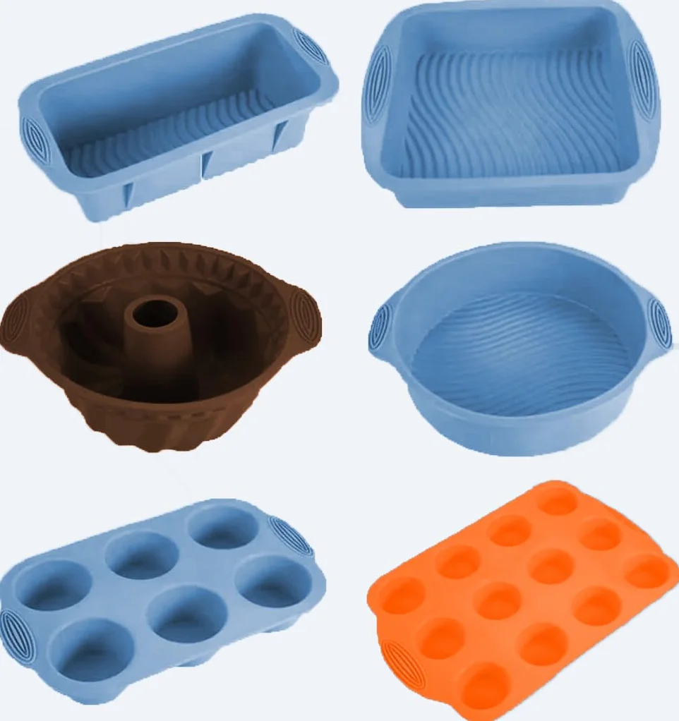 Juego de moldes de silicona 6 en 1, resistentes al calor, accesorios para moldes para tartas, tortitas, mantequilla, cupcakes, pan, magdalenas y utensilios de horno