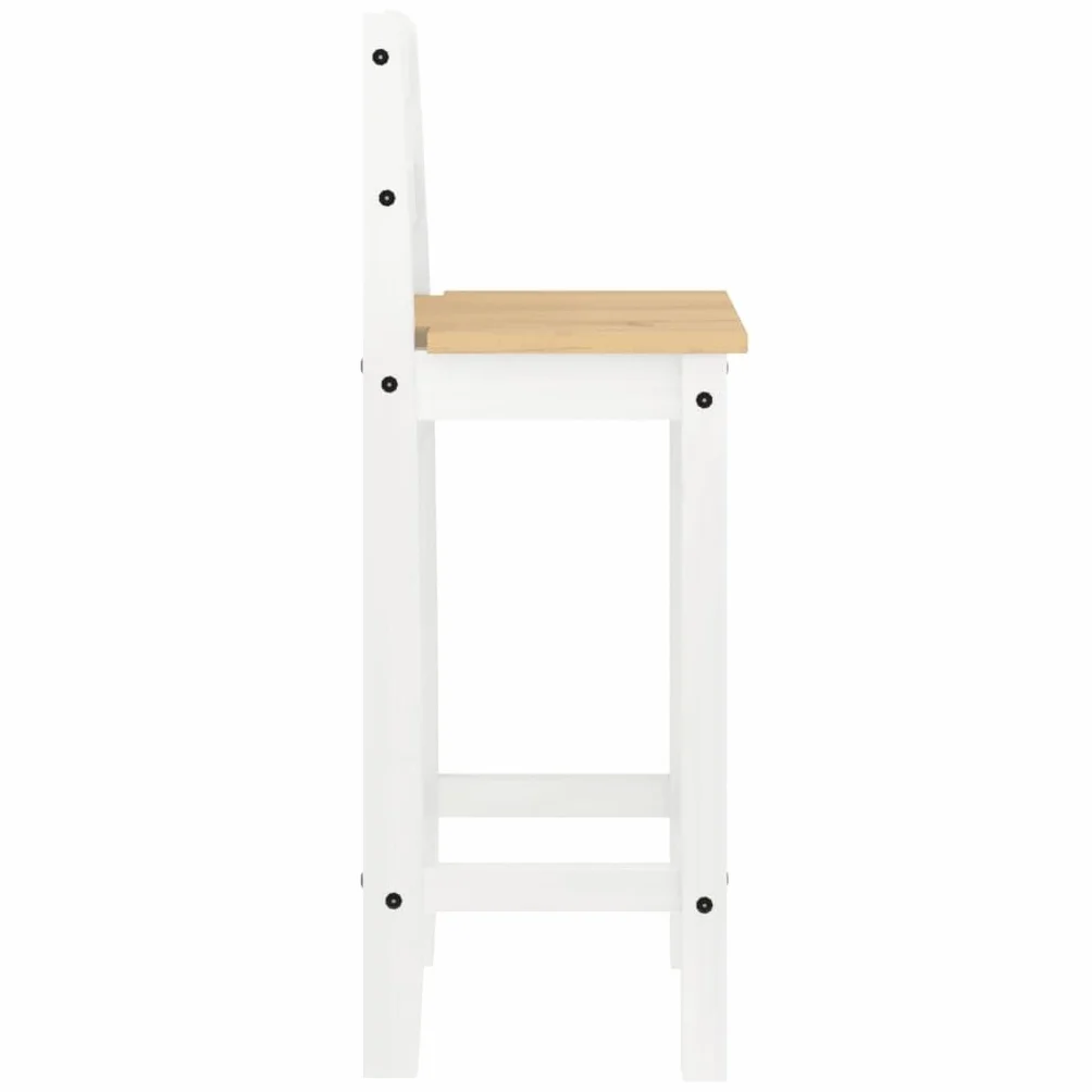 vidaXL Set de Bar 3 Piezas Madera Maciza de Pino Blanco, Mesa y Taburetes Altos