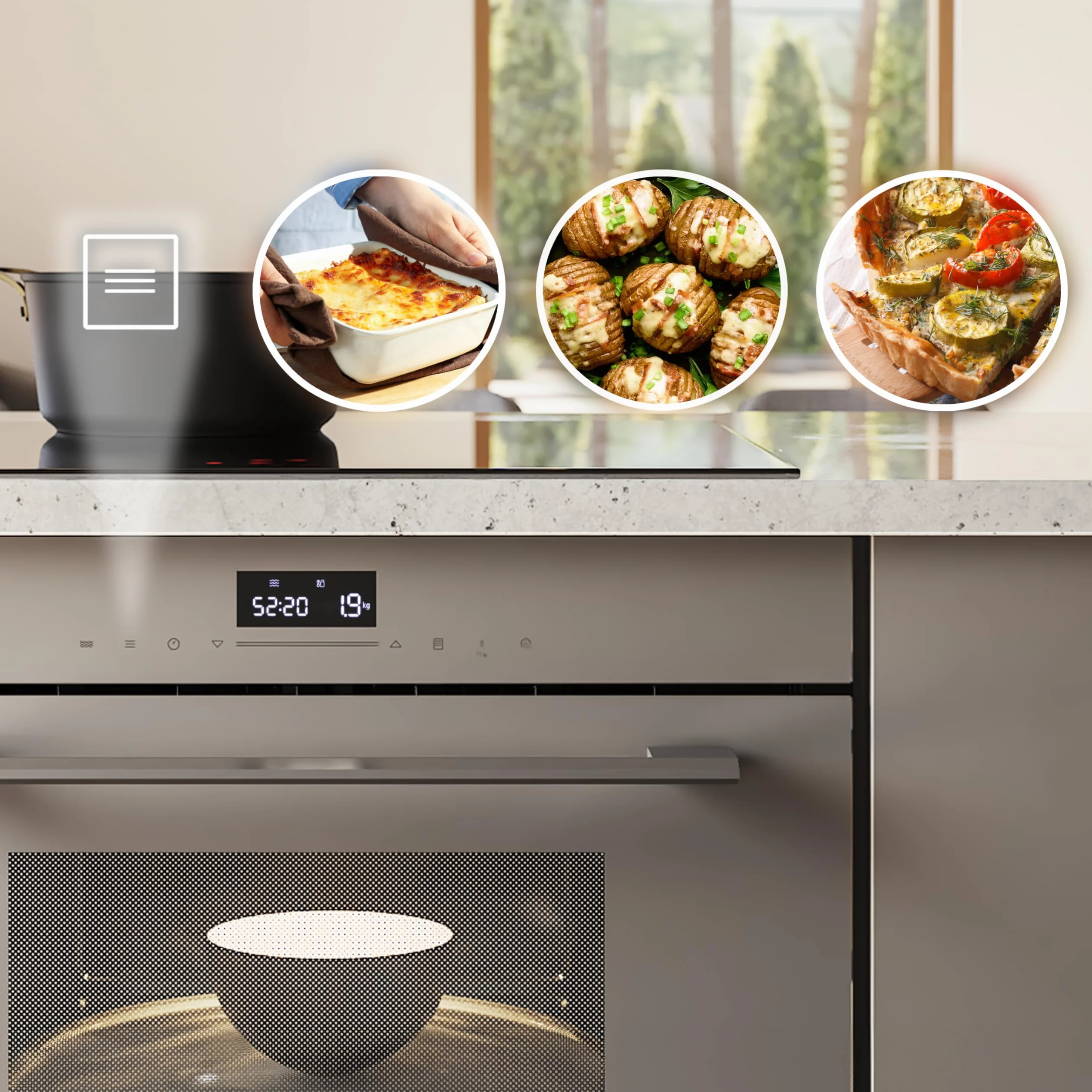Cecotec Microondas Integrable 60cm Bolero Hexa MW703800 1450W 34L Grill Defrost Auto Menú Speed Cooking