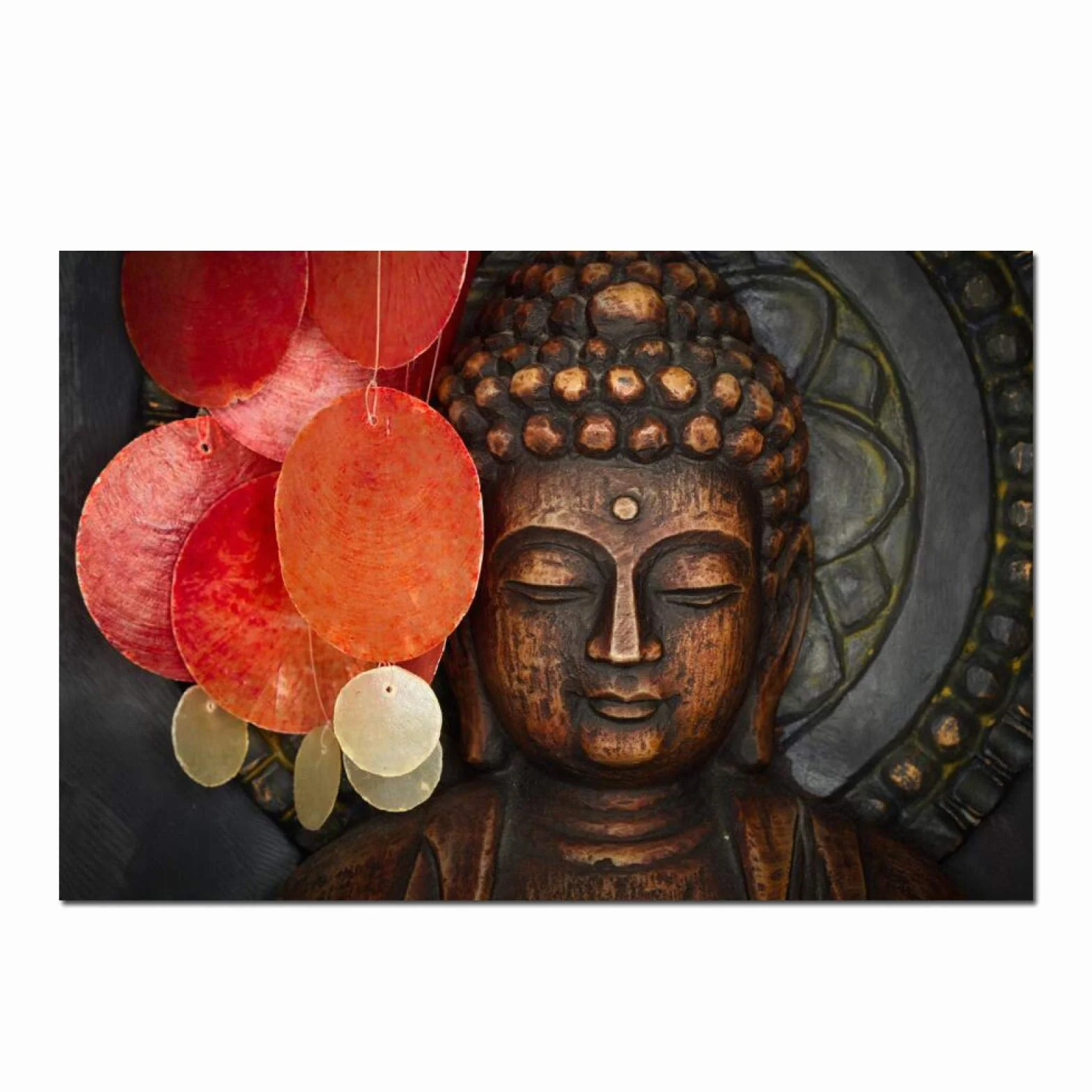 Yooyu Estatua tallada de Buda de bronce Pintura en lienzo de pared Pósteres e impresiones de Buda Cuadro de arte de pared para sala de estar Decoración del hogar 60x95cm (24x37in) con marco