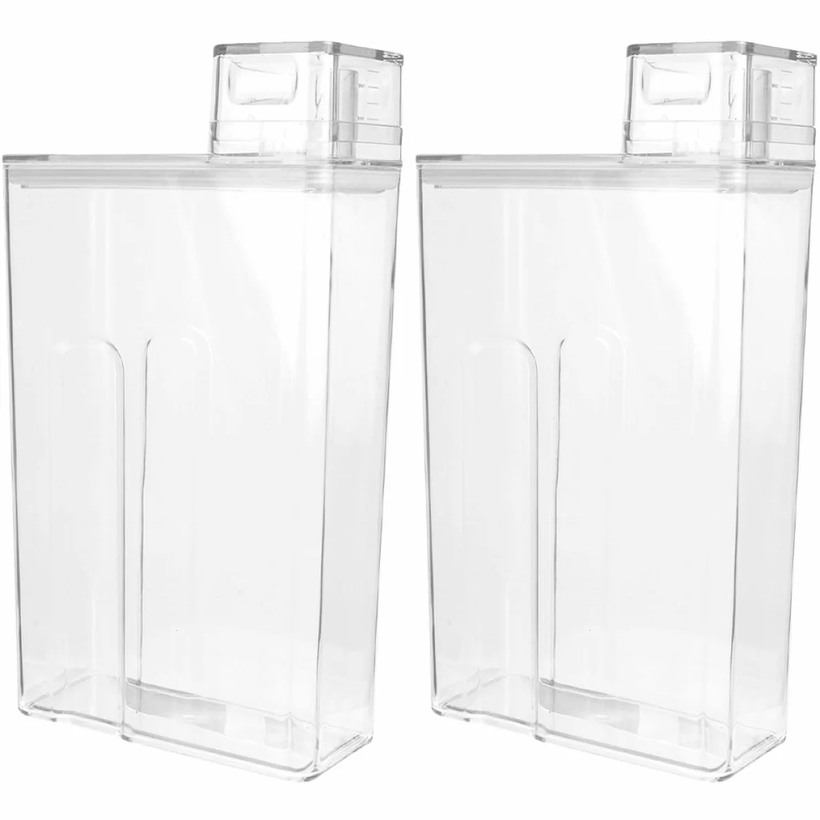 Genérico Dispensador de Detergente para Ropa 2 Piezas, Contenedor Transparente de Almacenamiento Grande, Botella Rellenable para Detergente y Loción, Práctico Cubo Multiusos para