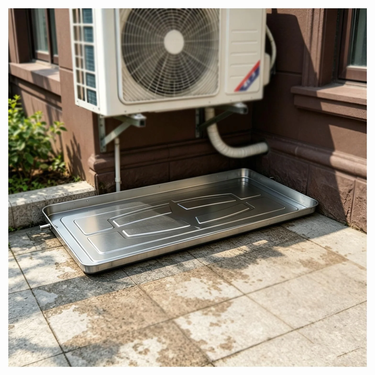 Bandejas Acero Inoxidable, Bandeja Condensados, Con Tubo De Drenaje Y Kit De Instalación, Bandeja Para Aire Acondicionado, Para Balcones Y Patios(1000 * 475 * 38mm,5m water pipe)