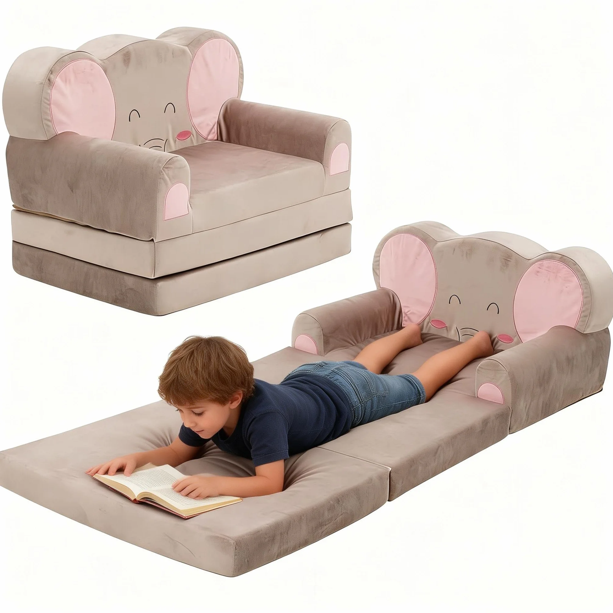 NUKied 2 en 1 Sofá Infantil Plegable,Sofá Convertible,Sillón Infantiles Adecuado para Dormitorios, Salones y Salas de Juegos,Sofa Plegable Niños Adecuado como Regalo de Cumpleaños para Niños y Niñas