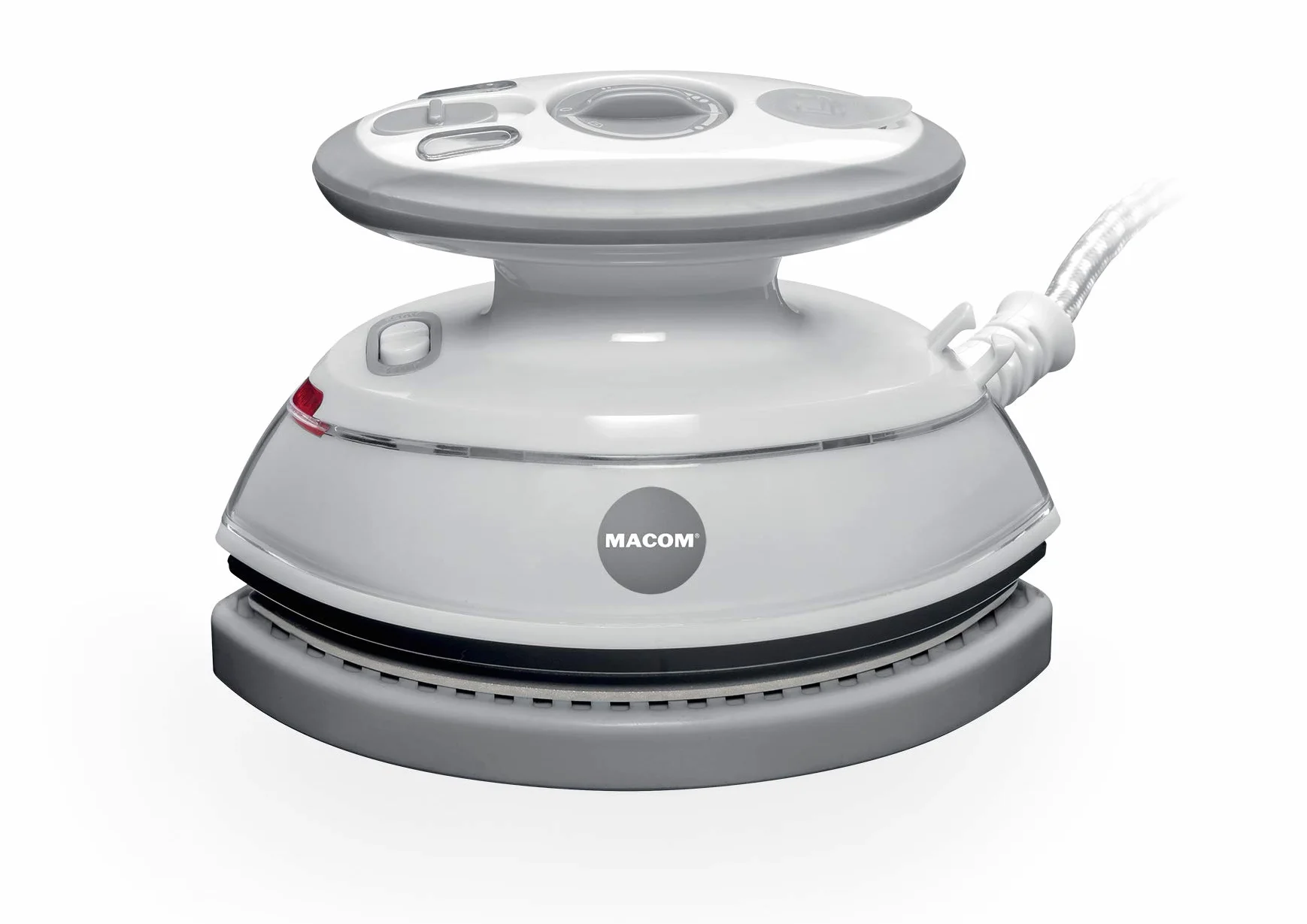 Macom - Mini Plancha de Doble Punta para Vapor de Toda Placa, Color Blanco y Gris