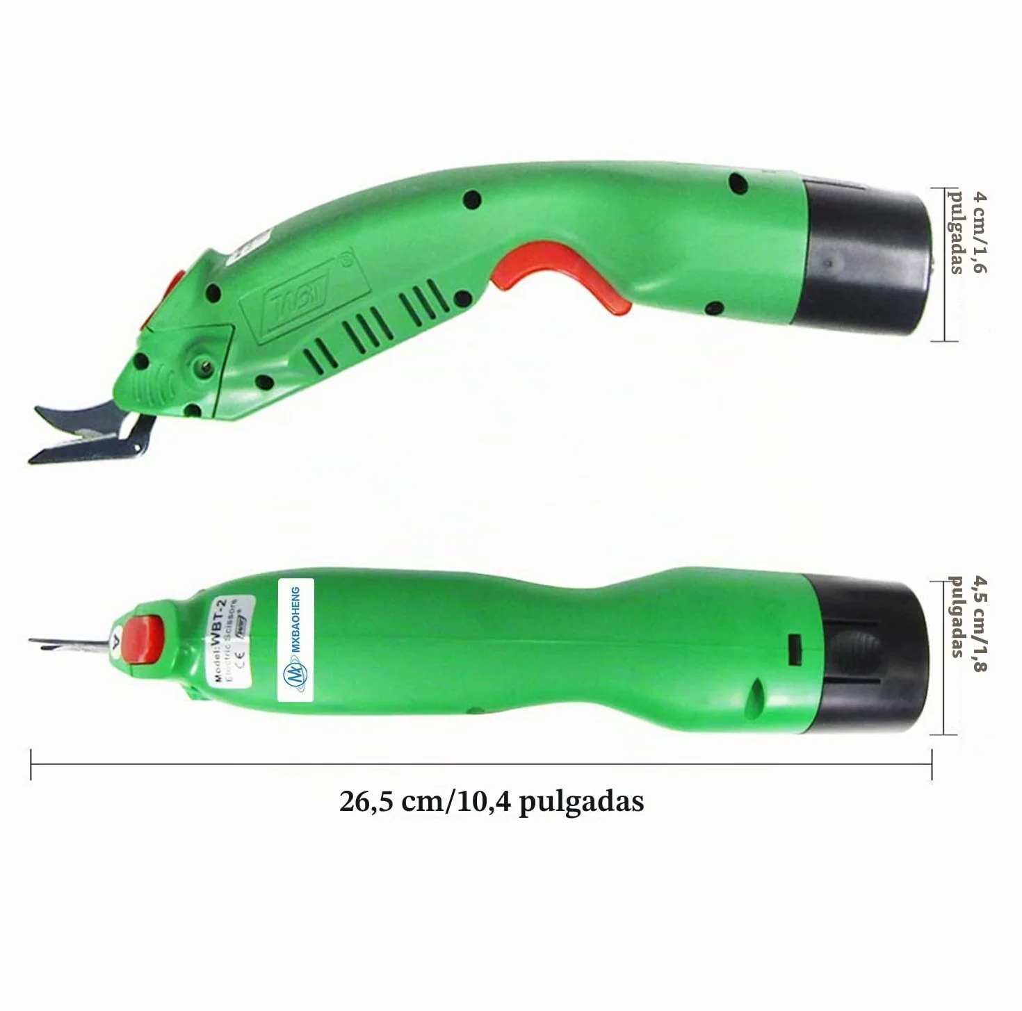 MXBAOHENG Cortador de Tela Industrial Inalámbrico con 1 Batería (5000 mAh) y 2 Cuchillas (A,B) WBT-2 Tijeras Eléctricas para Tela