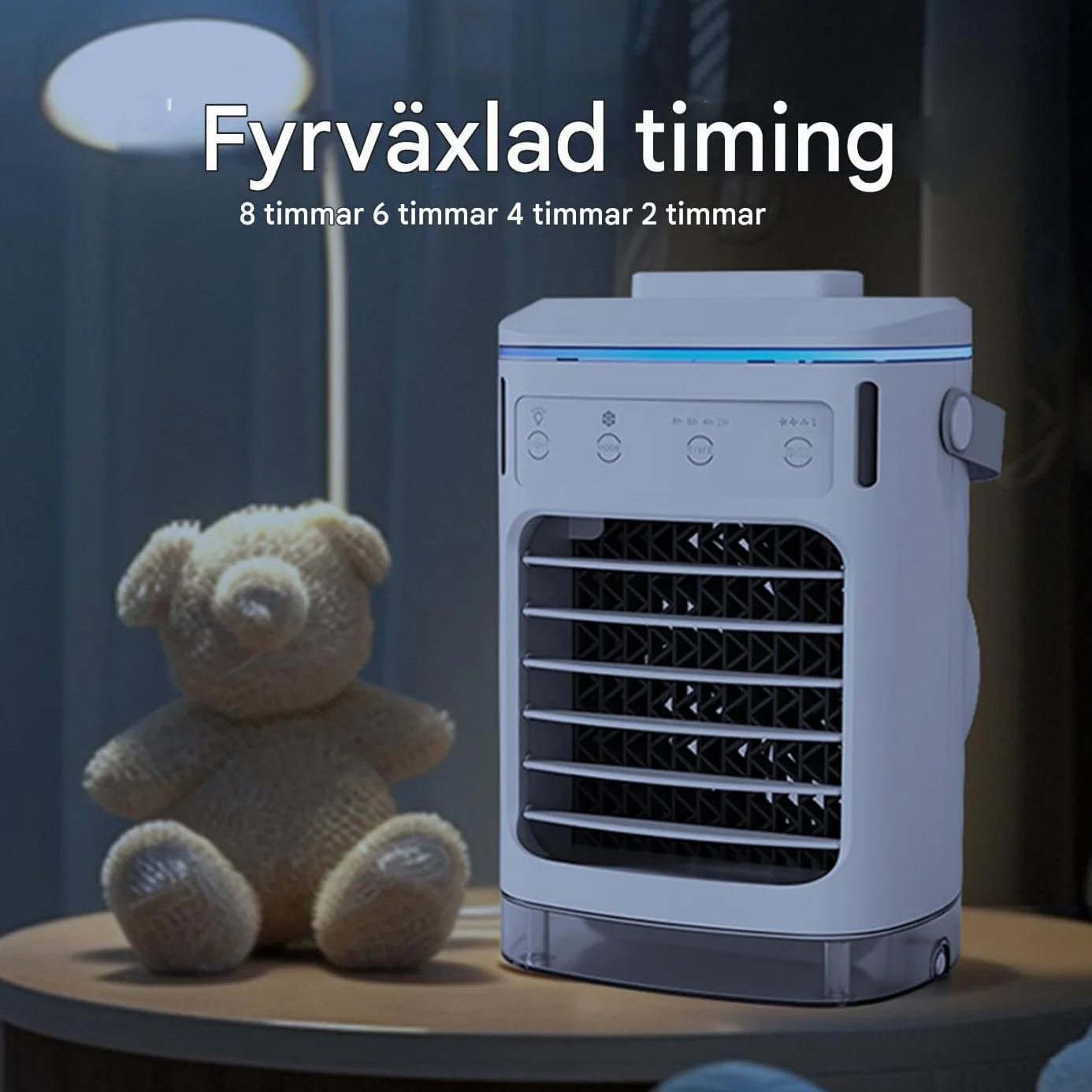 Ventilador de aire acondicionado, ventilador de refrigeración para refrigeración personal y clima de habitación, enfriador evaporativo portátil silencioso con temporizador y velocidades de