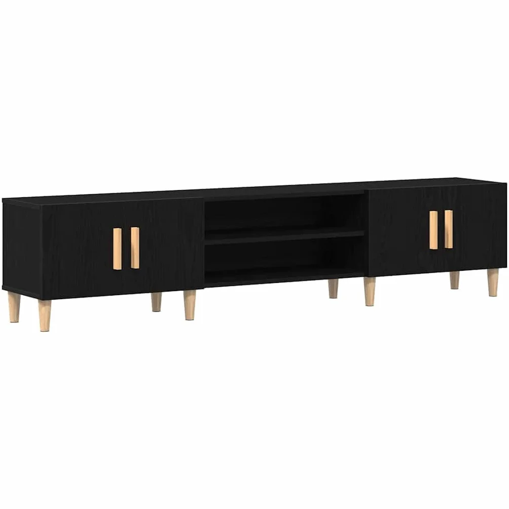 vidaXL Gabinete de TV Roble Negro 180 x 31,5 x 40 cm, Mueble Moderno para TV Rectangular, Consola Multimedia, Estante de almacenaje, Decorativo para tu hogar
