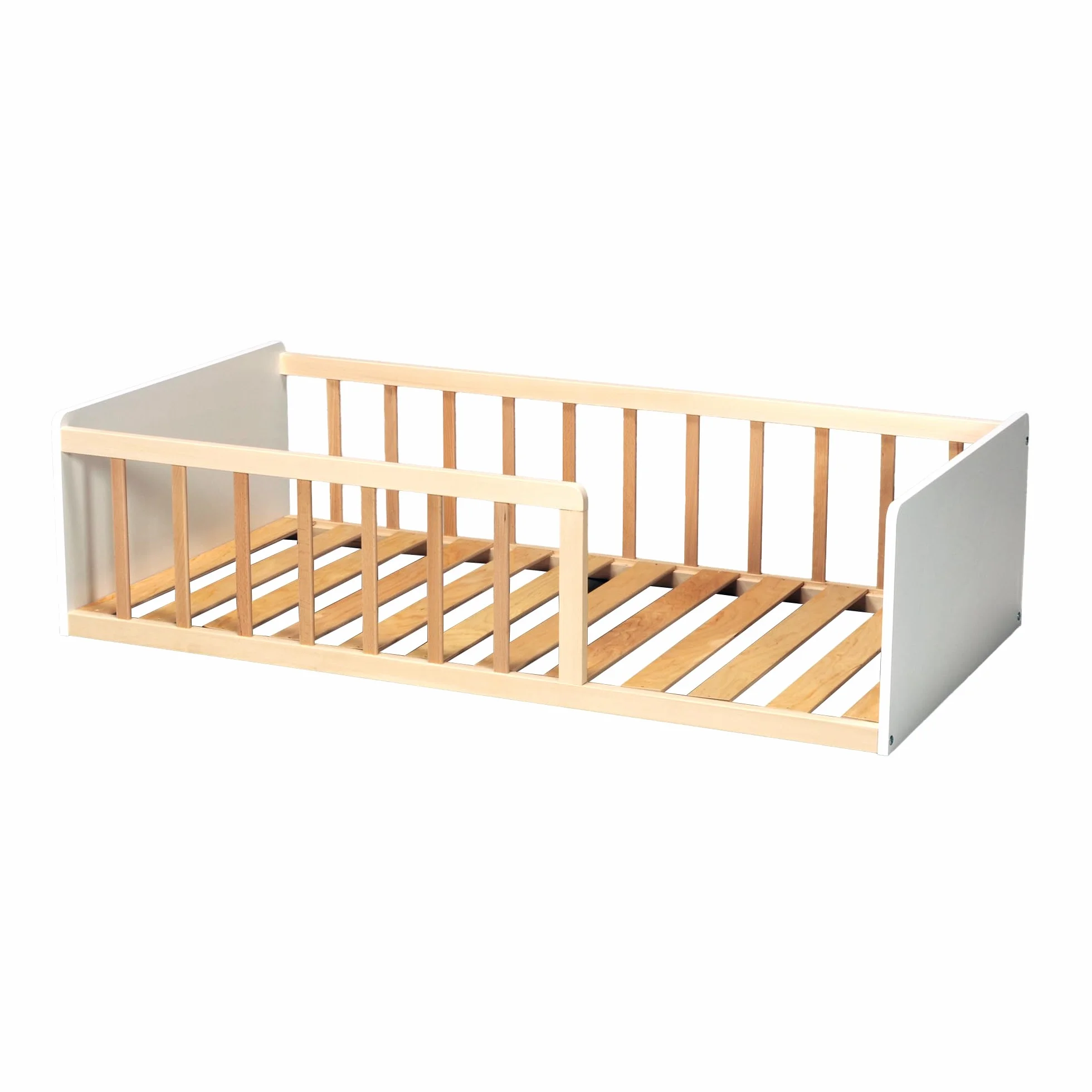 Weber Industries Cama Pilou 70 x 140 + somier, Blanco y Natural