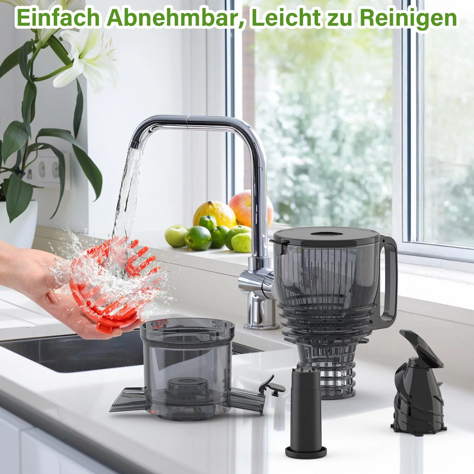 OMMO Extractor de Zumos y Verduras, 300W Exprimidor de Frutas y Verduras con Apertura de 148 MM, Extractor de Jugo Juicer Machine, Sin BPA, Negro