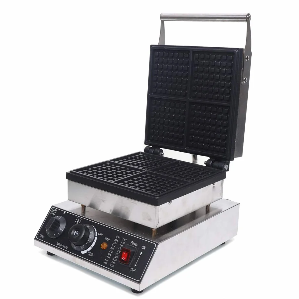 Gofrera eléctrica de 2000 W para frescura de gofres belga, antiadherente, con placas antiadherentes