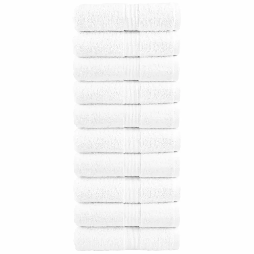 SOLUND - Toallas de invitado premium (10 unidades, 30 x 50 cm, 600 g/m², 100 % algodón hilado en anillos), color blanco