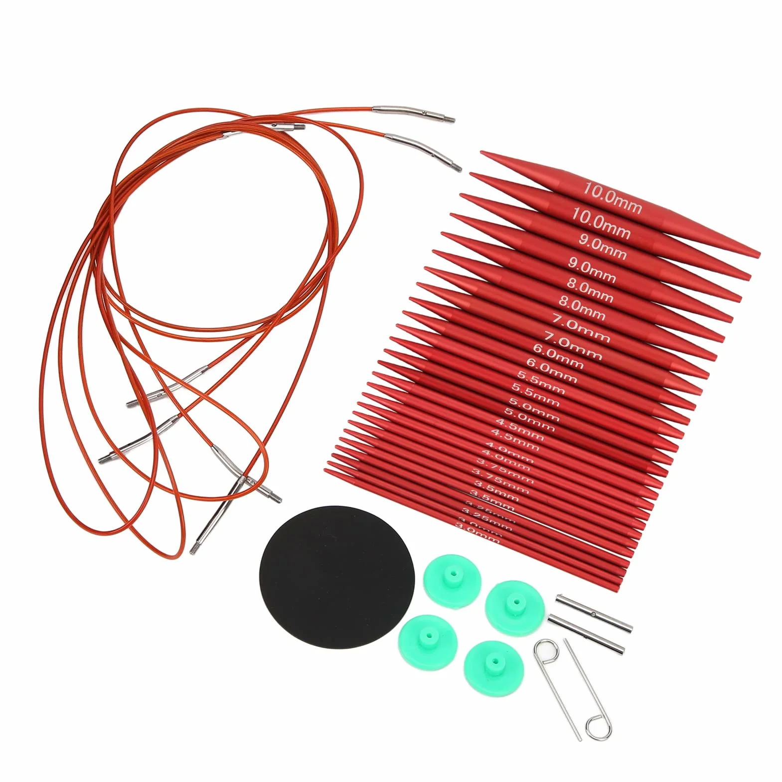 Juego de agujas de tejer circulares intercambiables, 26 agujas de ganchillo intercambiables de aluminio con 1 estuche de almacenamiento, varios tamaños disponibles, kit de agujas de tejer desmontables