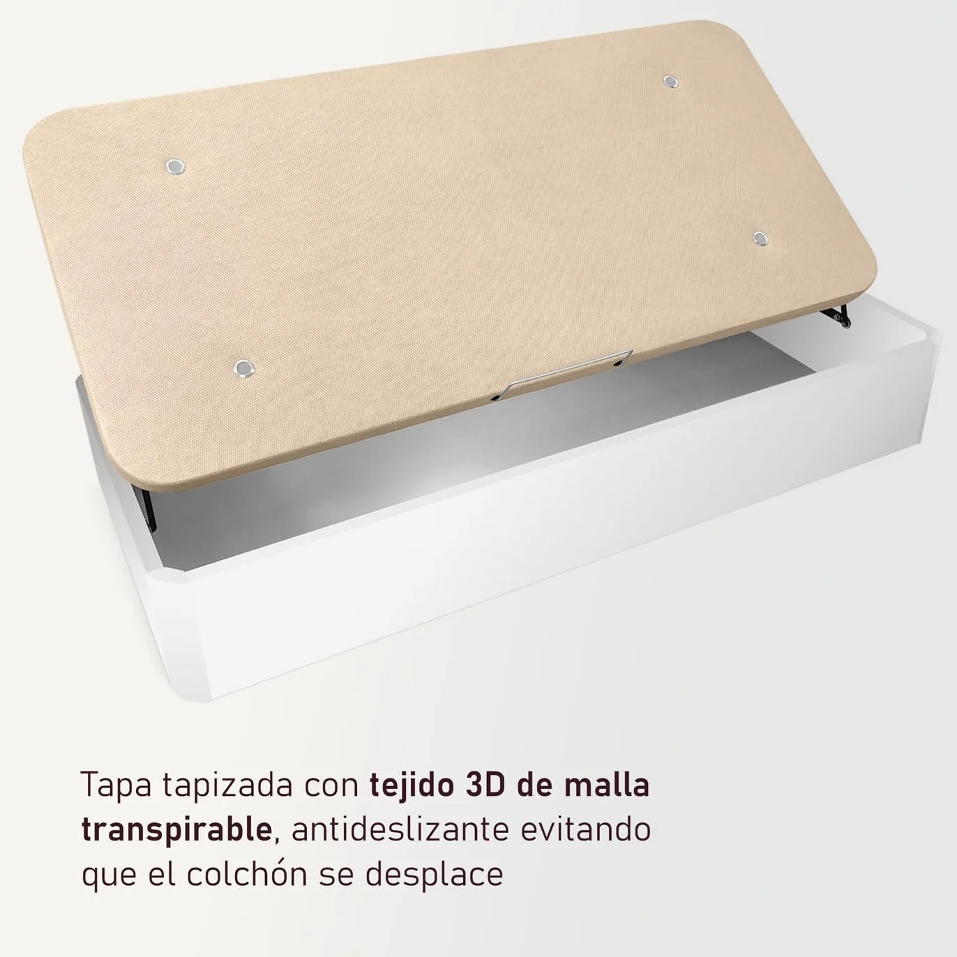 amuéblate Online - Canapé Abatible Apertura Lateral de Madera con Gran Capacidad, Espacioso, Transpirable y Resistente, Esquinas Redondeadas, 90 x 190, Blanco