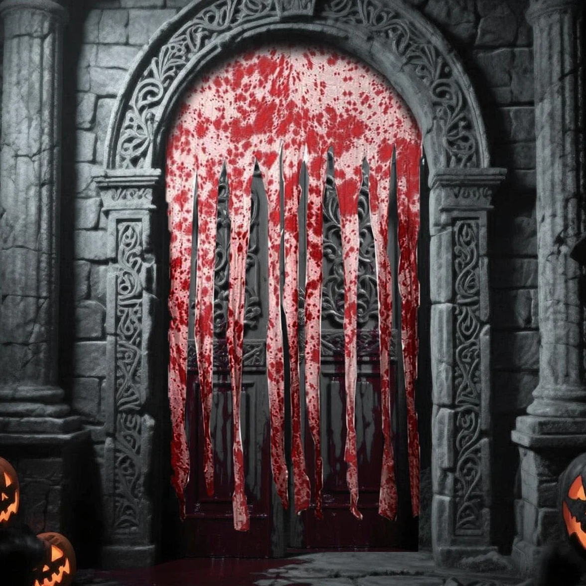 3 Piezas Cortinas Decorativas para Puertas de Halloween, 1 * 1.65M Cortinas Sangrientas de Halloween, Cortinas de Puerta Espeluznantes con Impresiones de Mano Sangrientas para casa embrujada y fiestas