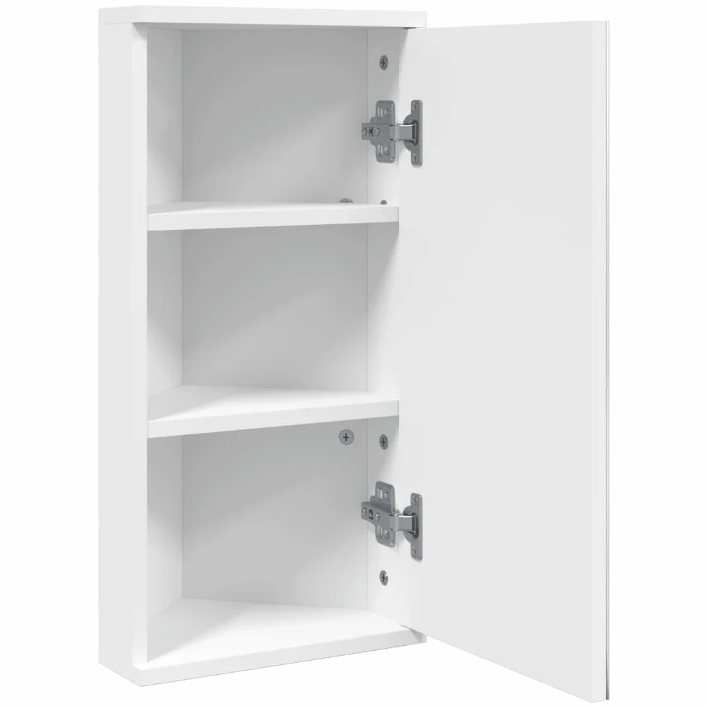 IKAYAA Mueble Suspendido de Espejo de Esquina Armario de Pared con Espejo Armario de Baño con Puertas Gabinete de Espejo Mueble Colgante Blanco 30 x 24 x 60 cm