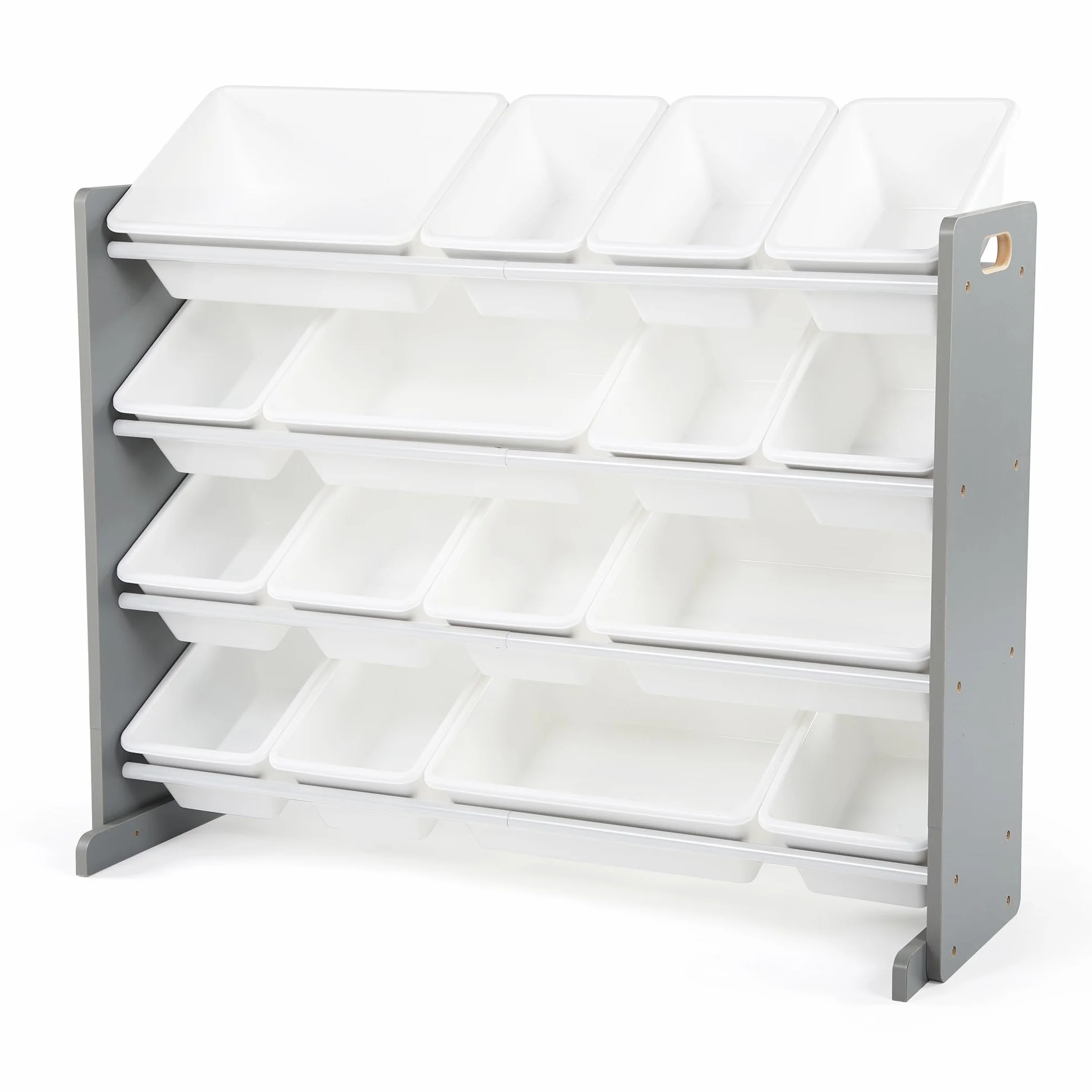 Humble Crew estantería Infantil Gris/Blanco: 16 Cajas Almacenamiento, Madera, Organiza Juguetes, Segura, Moderna, fácil Montaje