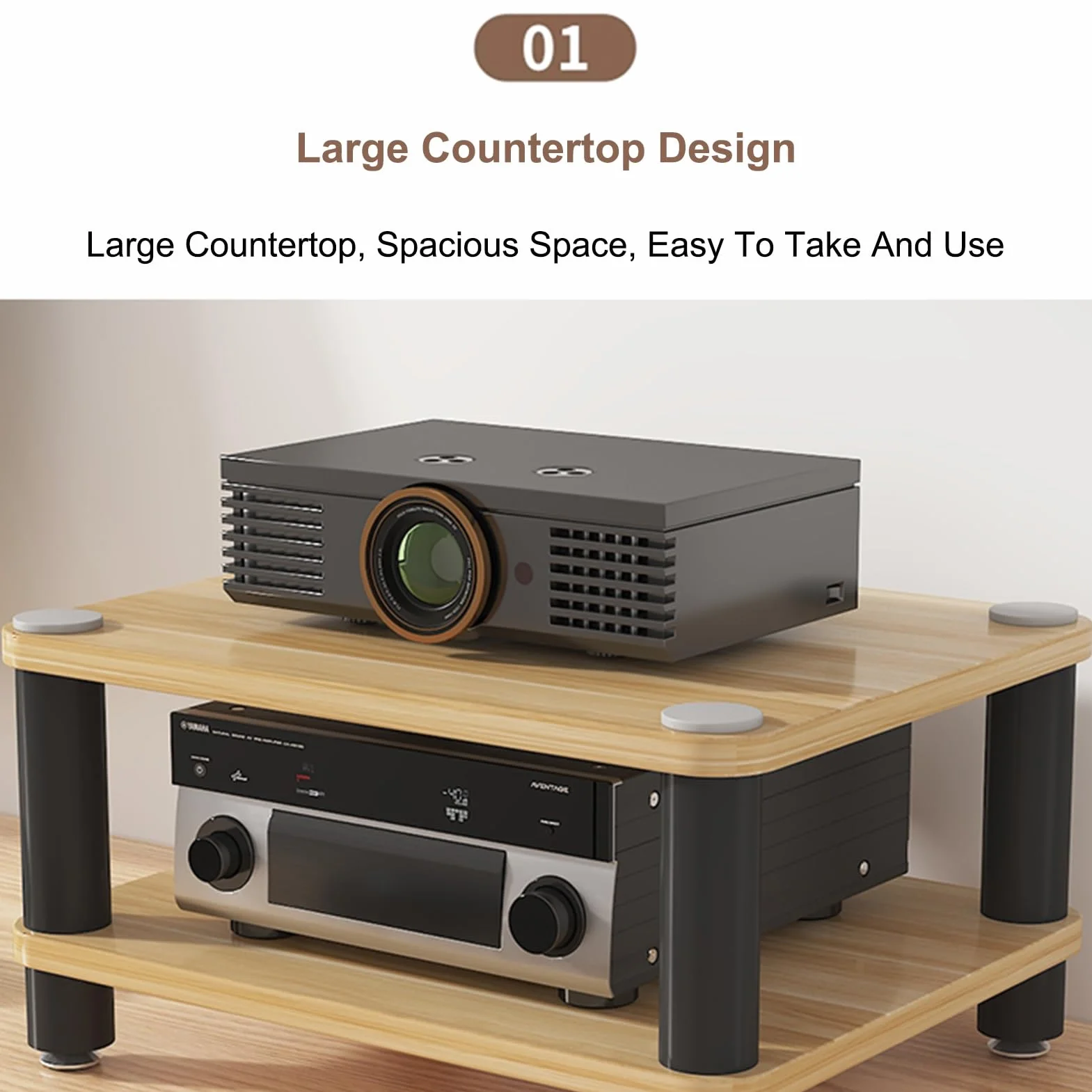 Moderno soporte para gabinete AV, estante para reproducción de discos, soporte de CD/DVD para consolas de juegos y cajas de TV, amplio espacio, marrón, 50 x 47 cm