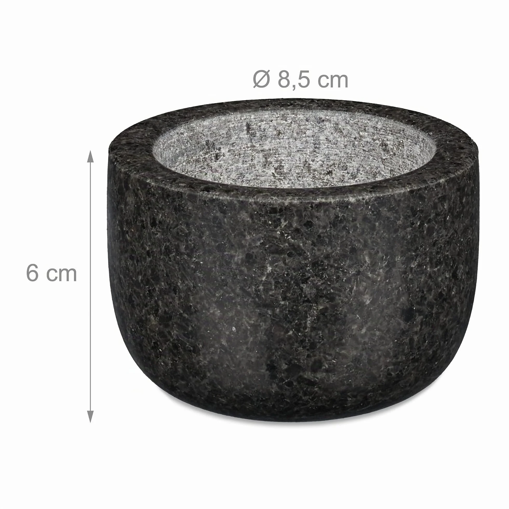 Relaxdays Mortero Granito 8,5cm Ø 100ml Gris Moledor Piedra Pulida