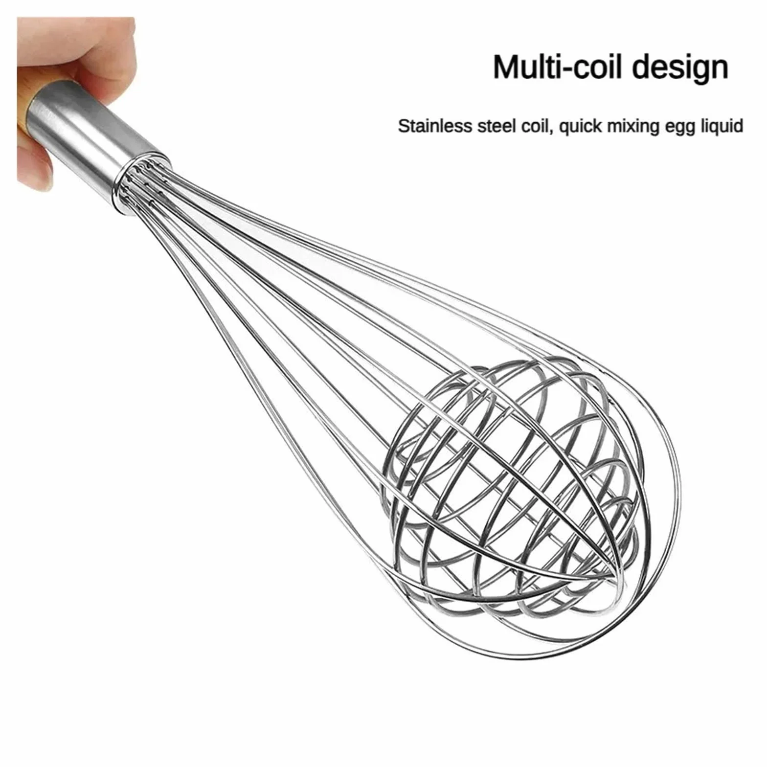 Batidor de huevos acero inoxidable con mango madera, mezclador crema Manual y agitador masa for uso en cocina(10Inch Egg Beater)