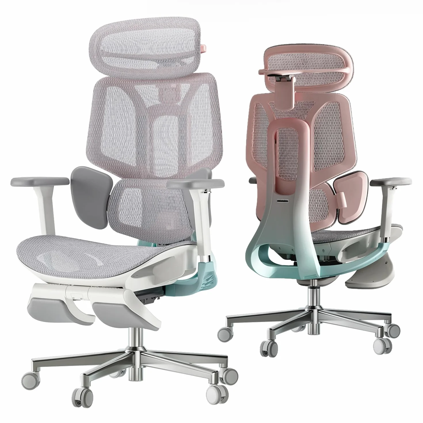 Hbada E3 Pro Silla de Oficina Ergonomica - Soporte Lumbar Dinámico de 3 Zonas, Reposacabezas 3D y Brazos 6D, Silla Ergonomica Escritorio con Reposapiés (Rosa)