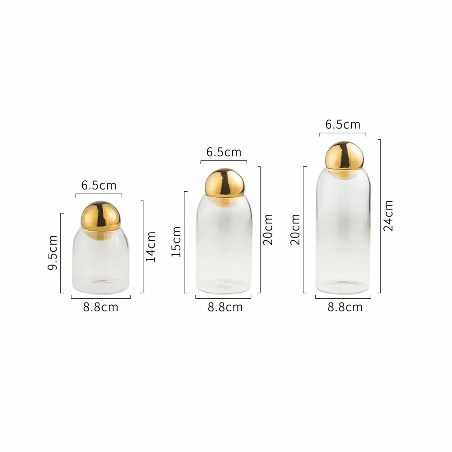 Tarro de almacenamiento para cocina, Tarro de almacenamiento vidrio for frutas secas, nueces, té, café, azúcar, plata, varios tamaños, 2 uds(Silver-m)