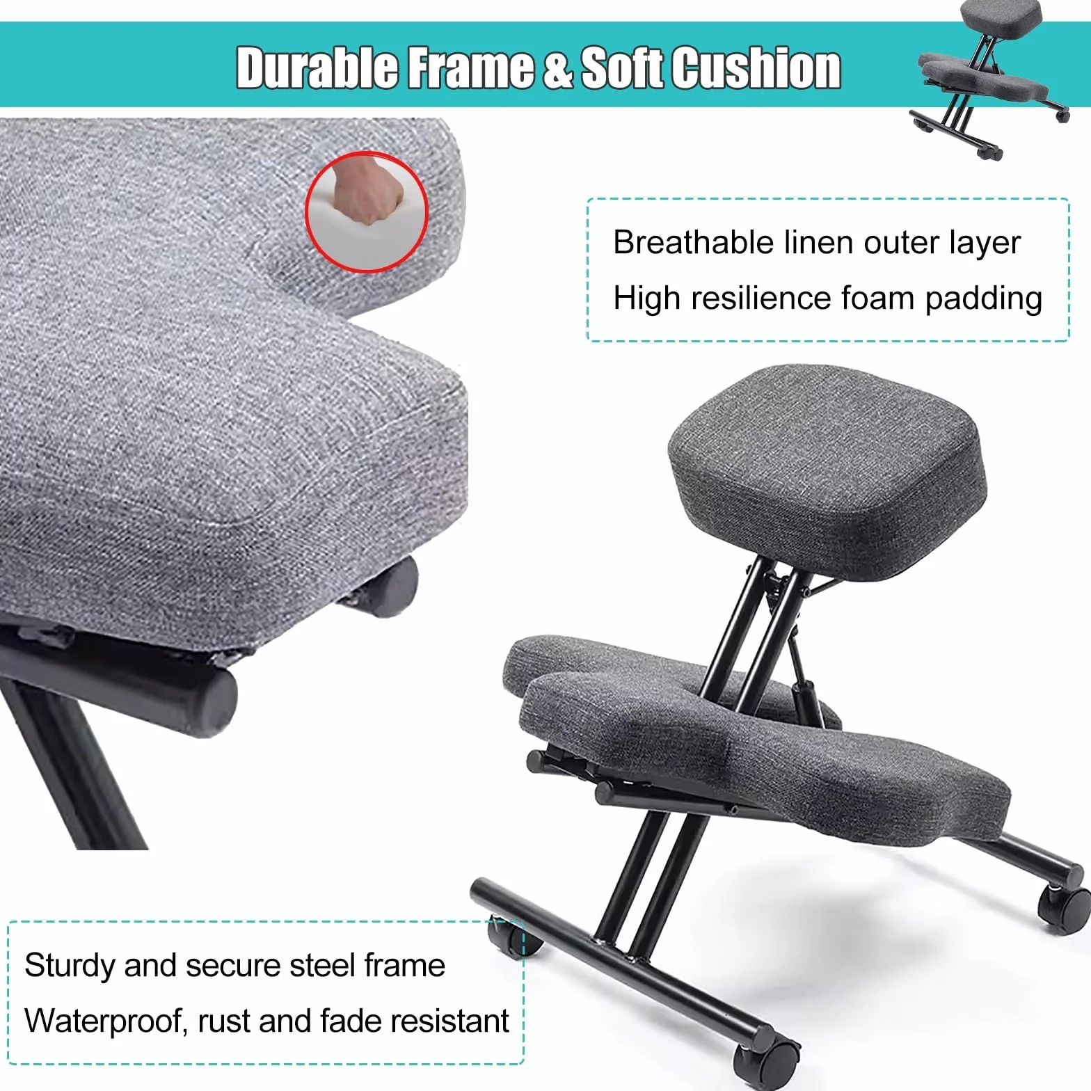 silla ergonomica rodillas Silla taburete ergonómica con ángulo de inclinación ajustable, silla de oficina en cuclillas y rodillas con ruedas, silla con piernas cruzadas para fanáticos de la meditación