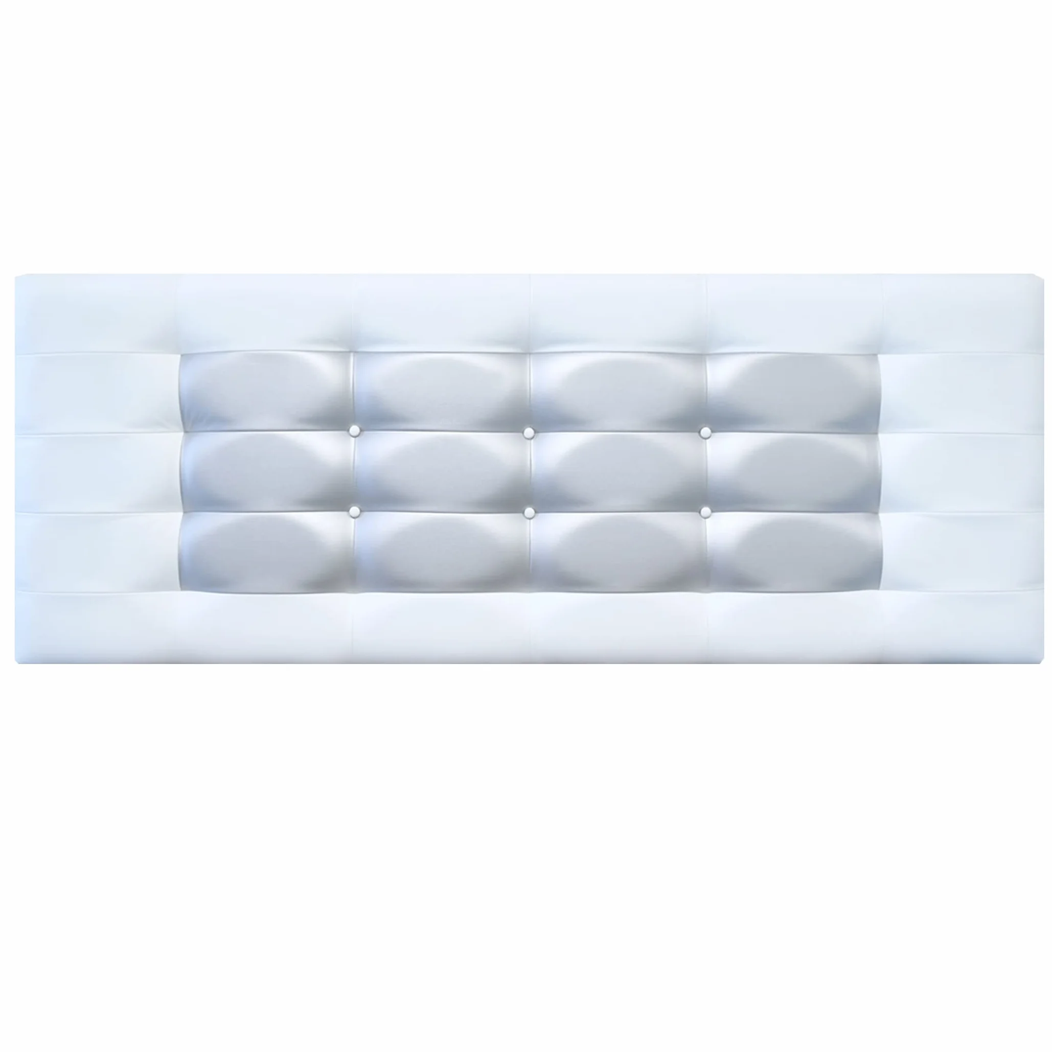 Cabecero de Cama Blanco Plata 70 cm.de Alto-Mod. FLORIDA con Forma de Marco y Botones-Cabecero Tapizado en Polipiel para Niños, Juvenil, Matrimonio-Cabezal de Colgar. (150x70, Blanco-Plata)