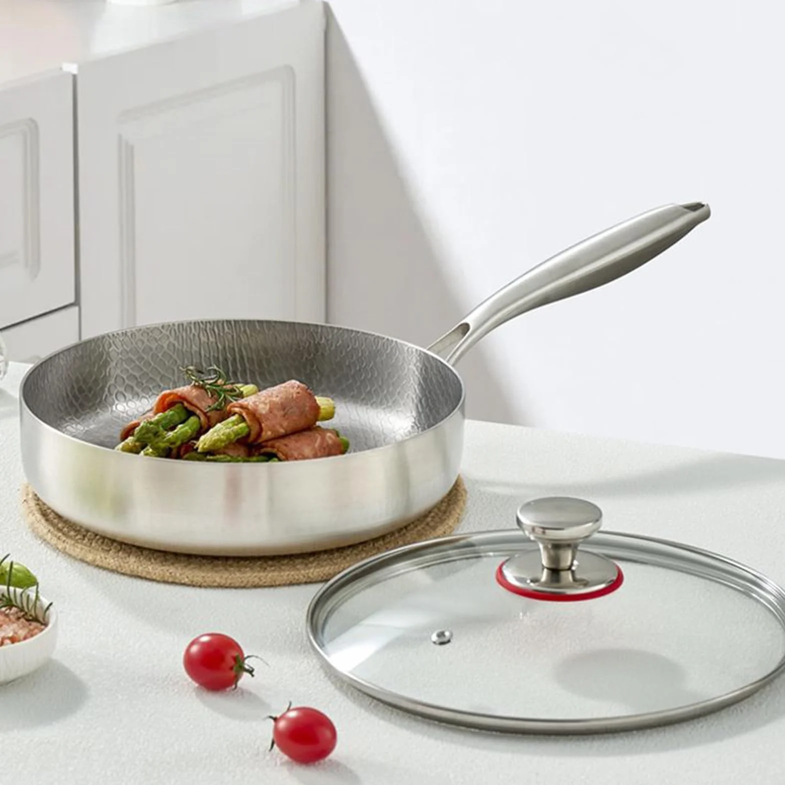 Sartén de Titanio Utensilios de Cocina Antiadherentes | Sartén para Tortillas Para Cocineros Domésticos Principiantes Preparación Comidas Huevos Tortillas Carnes Camping Viajes