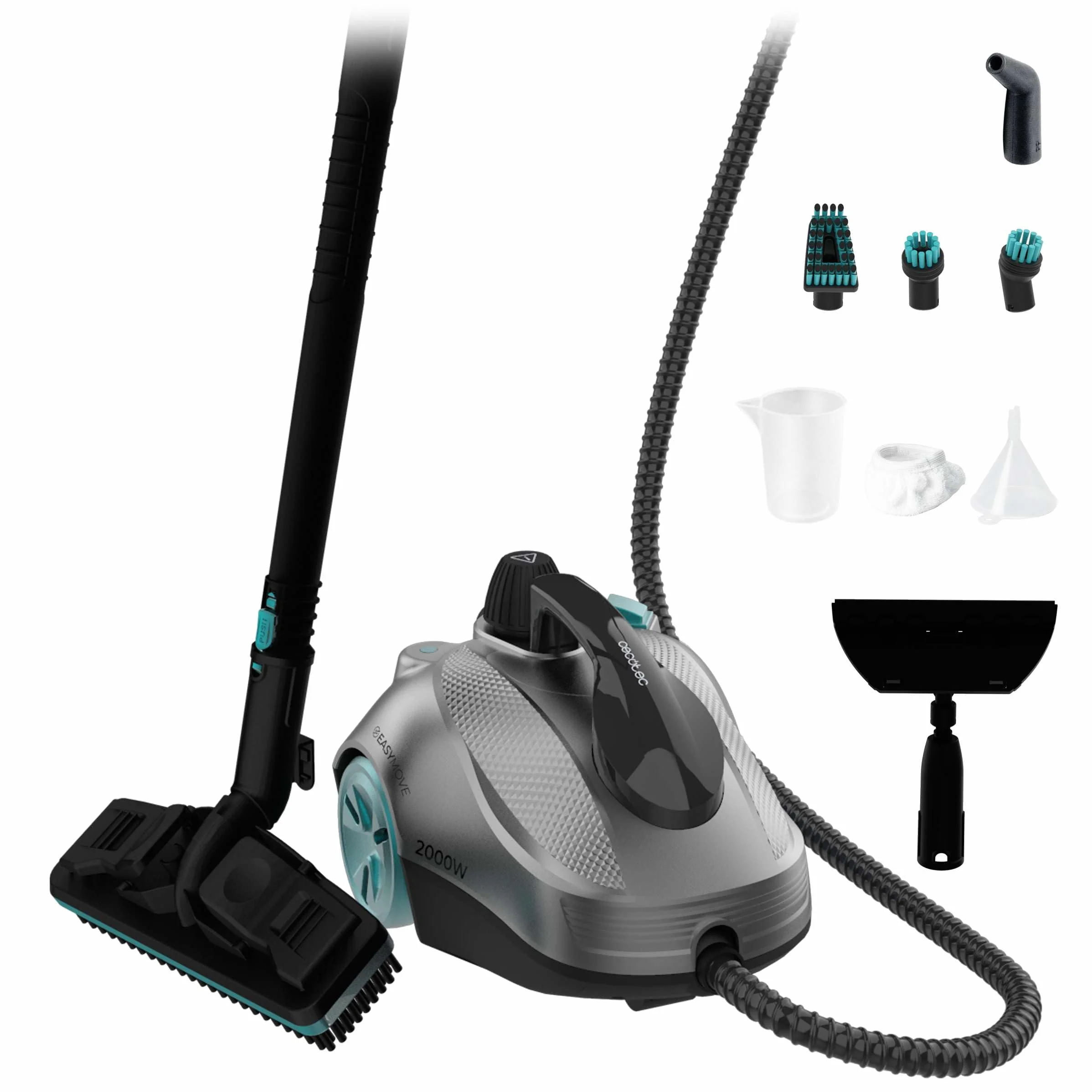 Cecotec Vaporeta de Trineo Hydrosteam 2000 Easyhome Max, 2000 W de potencia, 60 g/min, 5 bares de presión, 7,5 m radio acción, Depósito XXL 2 litros, 150 min ininterrumpidos, kit Accesorios