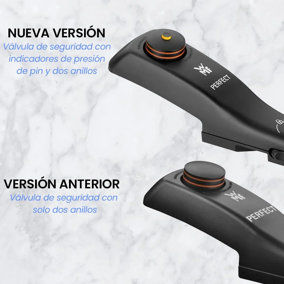 Anakel Home Repuesto de Mango para Tapa Olla Express Perfect 08.9180.6030 Compatible con Toda la Gama de Ollas WMF Perfect (desde 2003), Color Negro, Nueva Versión con Pin sobre Indicador de Presión