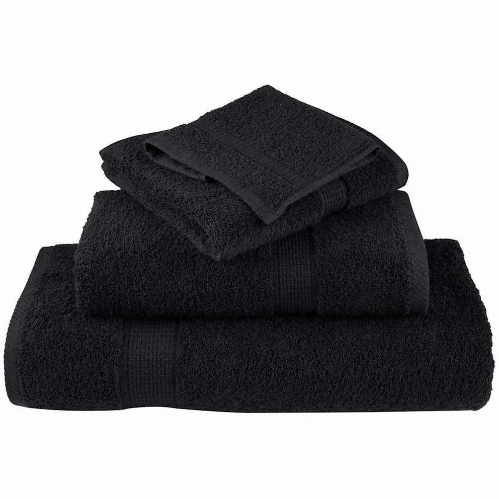 Juego de 8 toallas SOLUND de color negro, 600 g/m², 100% algodón hilado en anillo, toallas de rizo absorbentes con práctico sistema de fijación para colgar para hotel y hogar,
