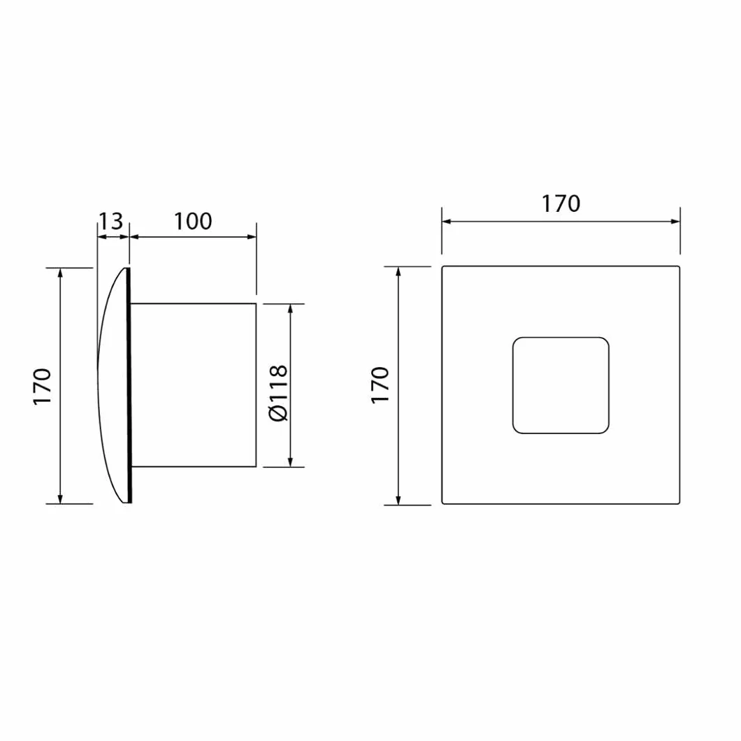 CATA SILENTIS 12 INOX T Acero inoxidable - Ventilador (Acero inoxidable, Techo, Pared, De plástico, 39 dB, 2450 RPM, 190 m³/h)