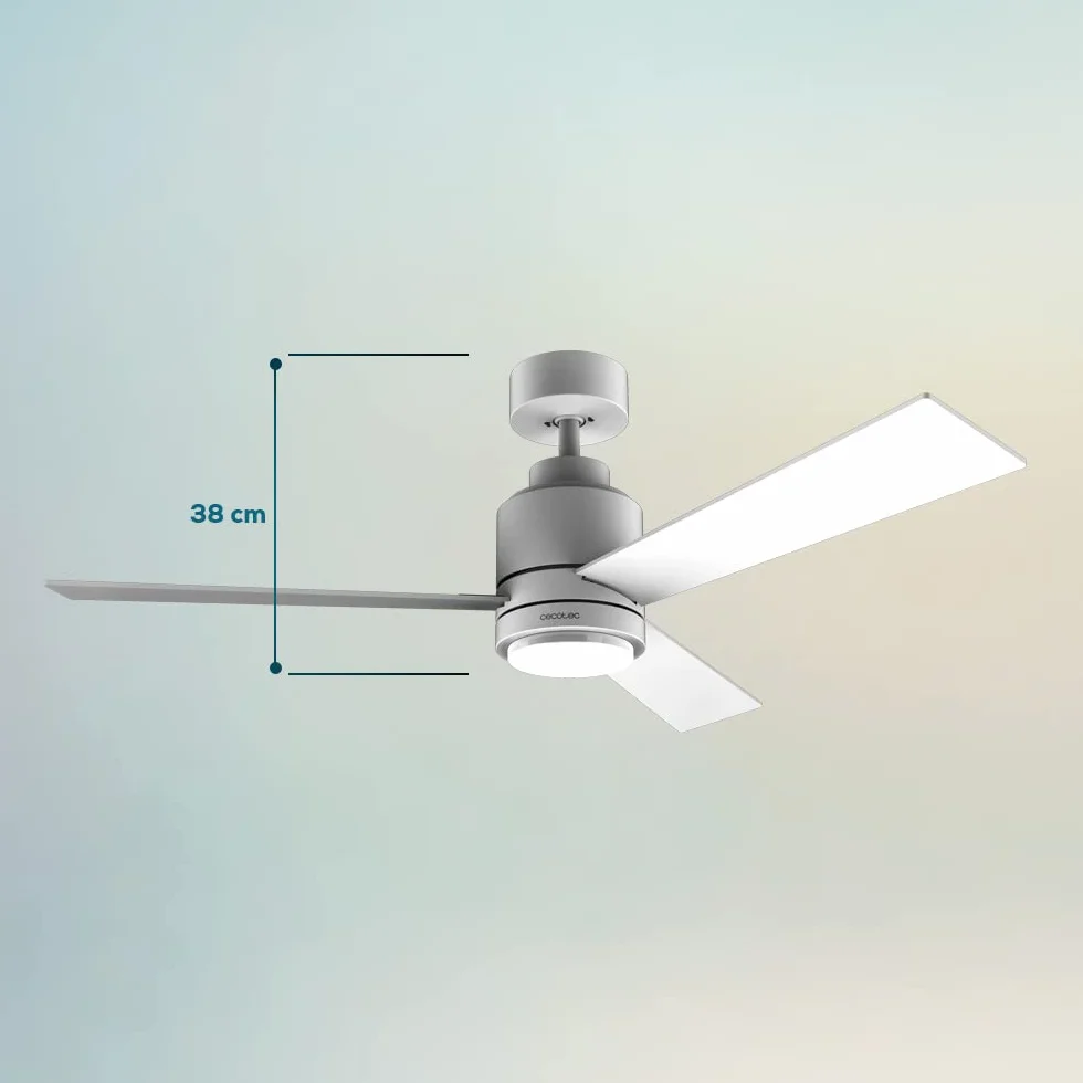 Cecotec Ventilador de Techo con Luz EnergySilence Aero 4850 Style White. 30 W, Diámetro 48" con 3 Aspas, Mando a Distancia, Motor DC, 6 Velocidades, Modo Winter-Summer y Natural Breeze