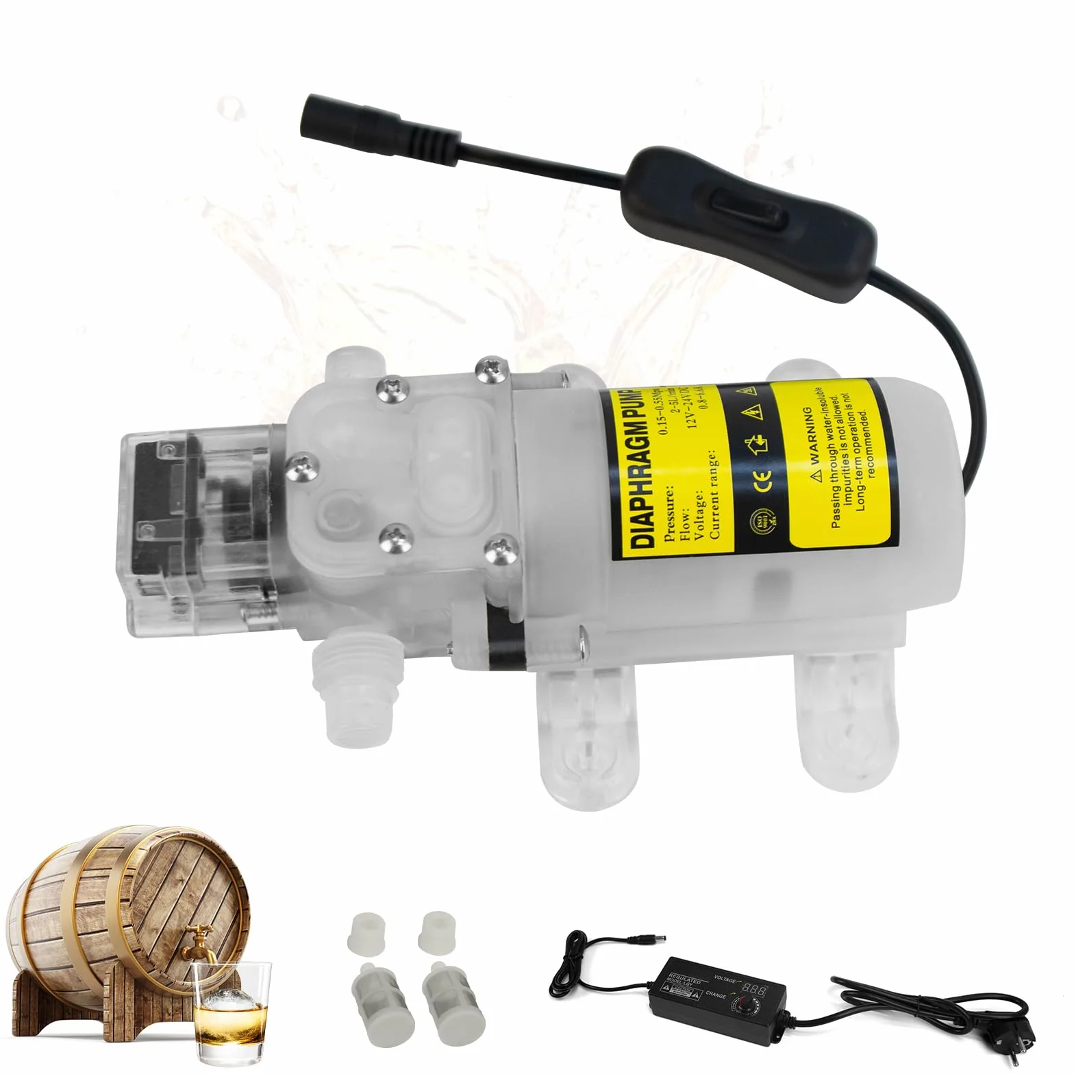 Bomba de Cerveza Casera,Bomba de Vino Eléctrica Portátil,Bomba Eléctrica de Trasiego de Vino,Bomba Autocebante de Grado Alimenticio,Velocidad Ajustable con 2 Filtros